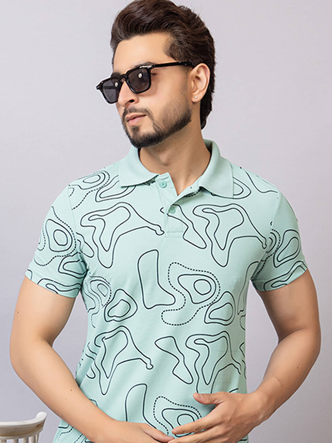 TRIUS Men Polyester Regular Fit Printed Polo T Shirt ( Aqua ) TRIUS Men Polyester Regular Fit Printed Polo T Shirt ( Aqua )