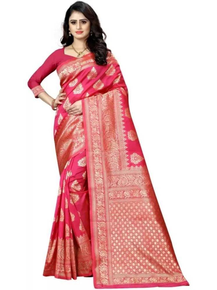 Today Deal Art Silk Embellished Saree With Unstitched Blouse Piece ( Pink ) Today Deal Art Silk Embellished Saree With Unstitched Blouse Piece ( Pink )
