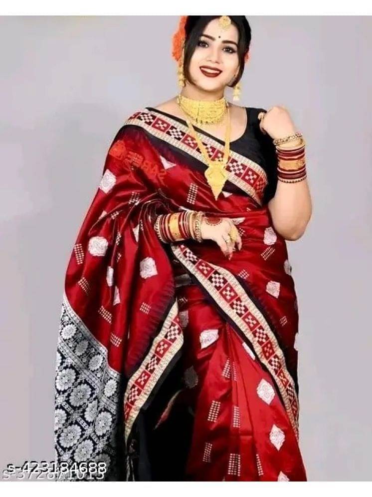     			Today Deal Art Silk Self Design Saree With Unstitched Blouse Piece ( Maroon )
