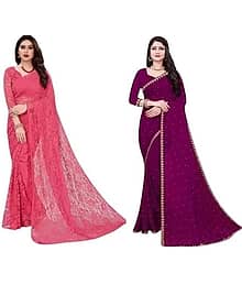 Today Deal Georgette Self Design Saree With Unstitched Blouse Piece ( Orange )