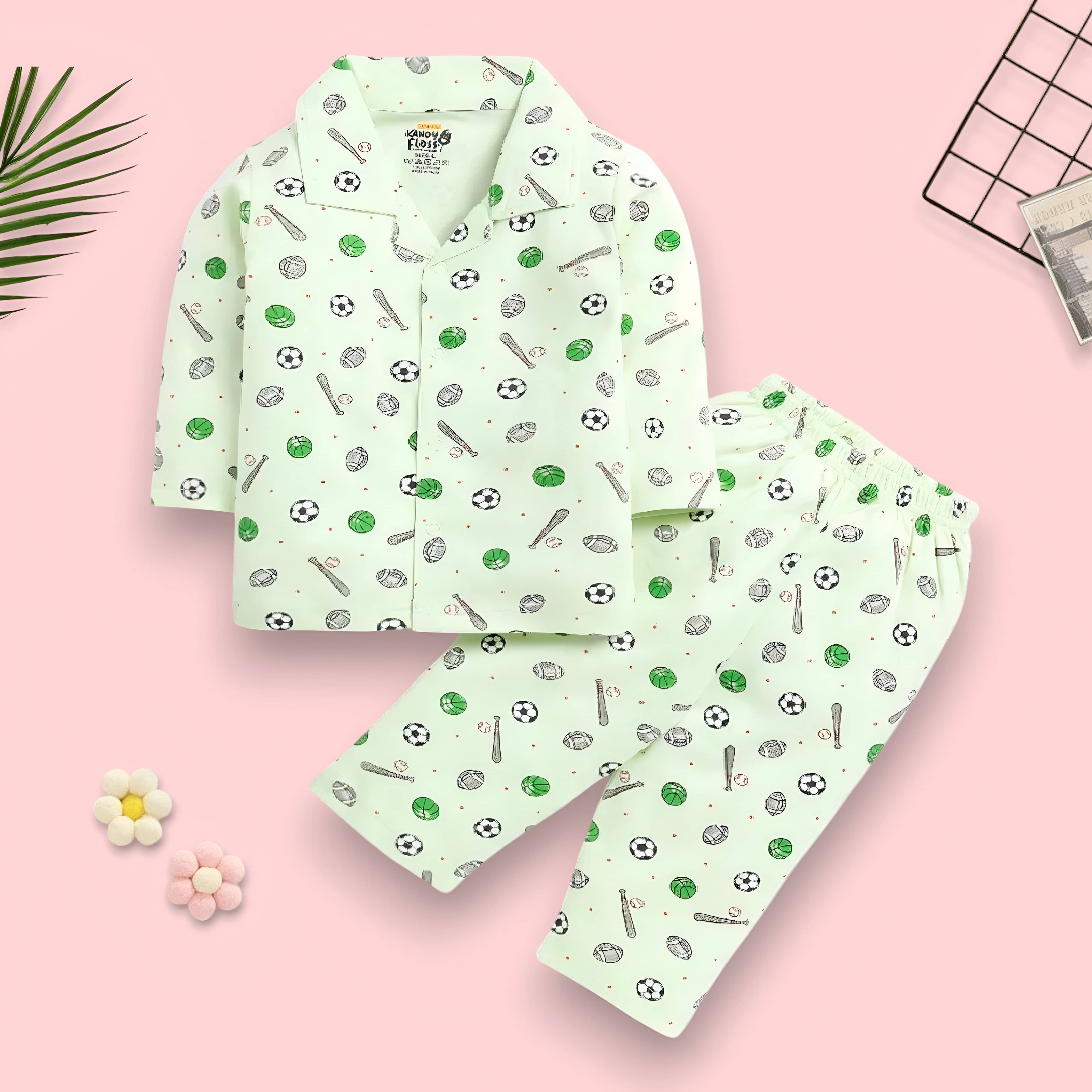     			Woxaa Pack of 1 Boys 100% Cotton Nightsuit Set ( Multicolor )