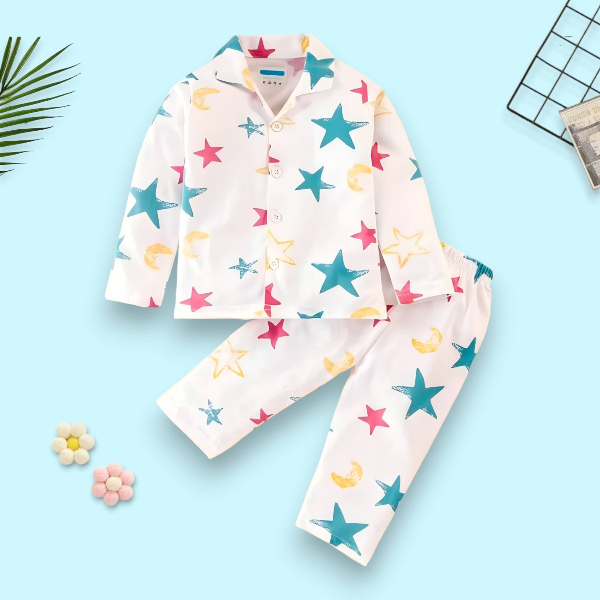     			Woxaa Pack of 1 Girls Cotton Nightsuit Set ( Multicolor 1 )