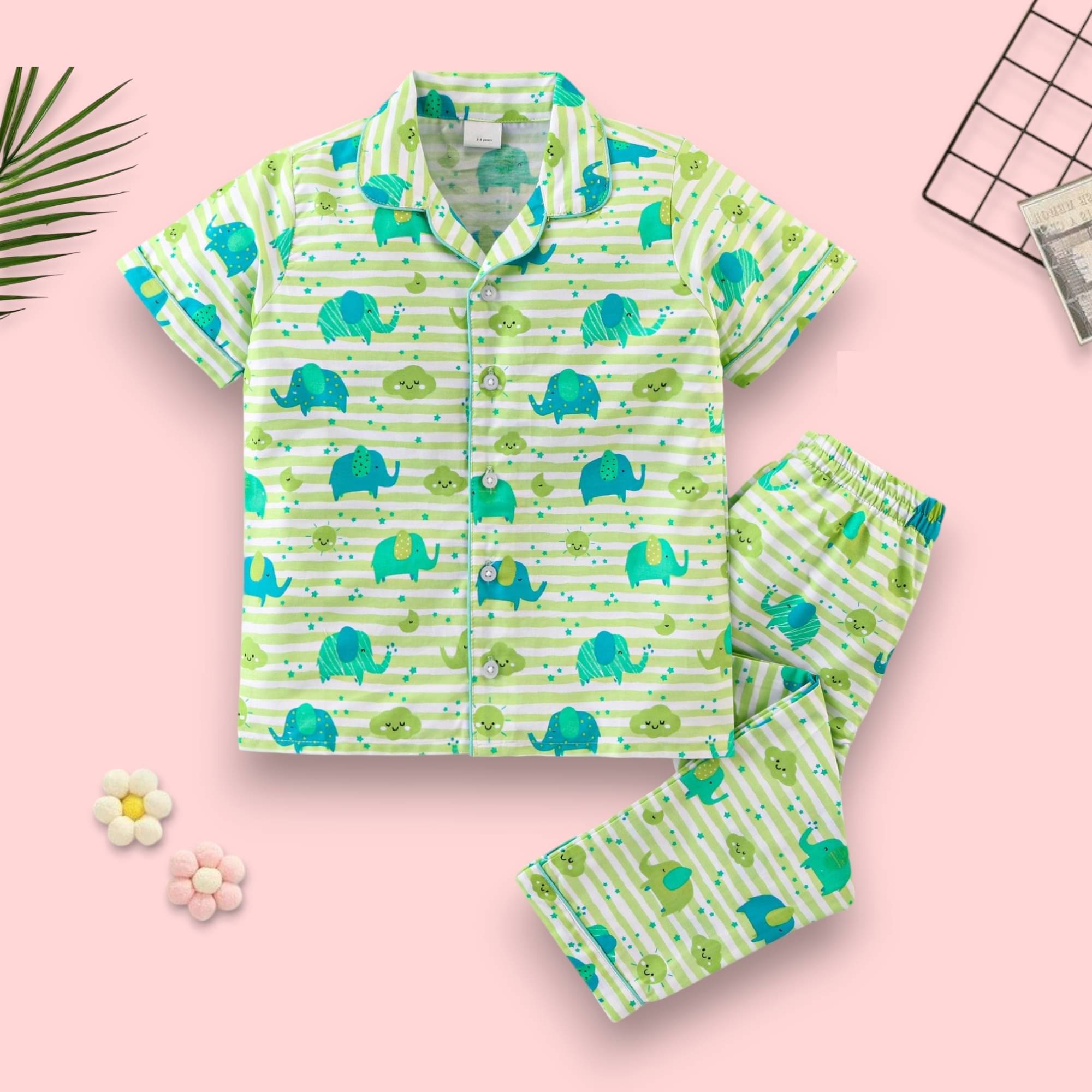     			Woxaa Pack of 1 Girls Cotton Nightsuit Set ( Multicolor 1 )