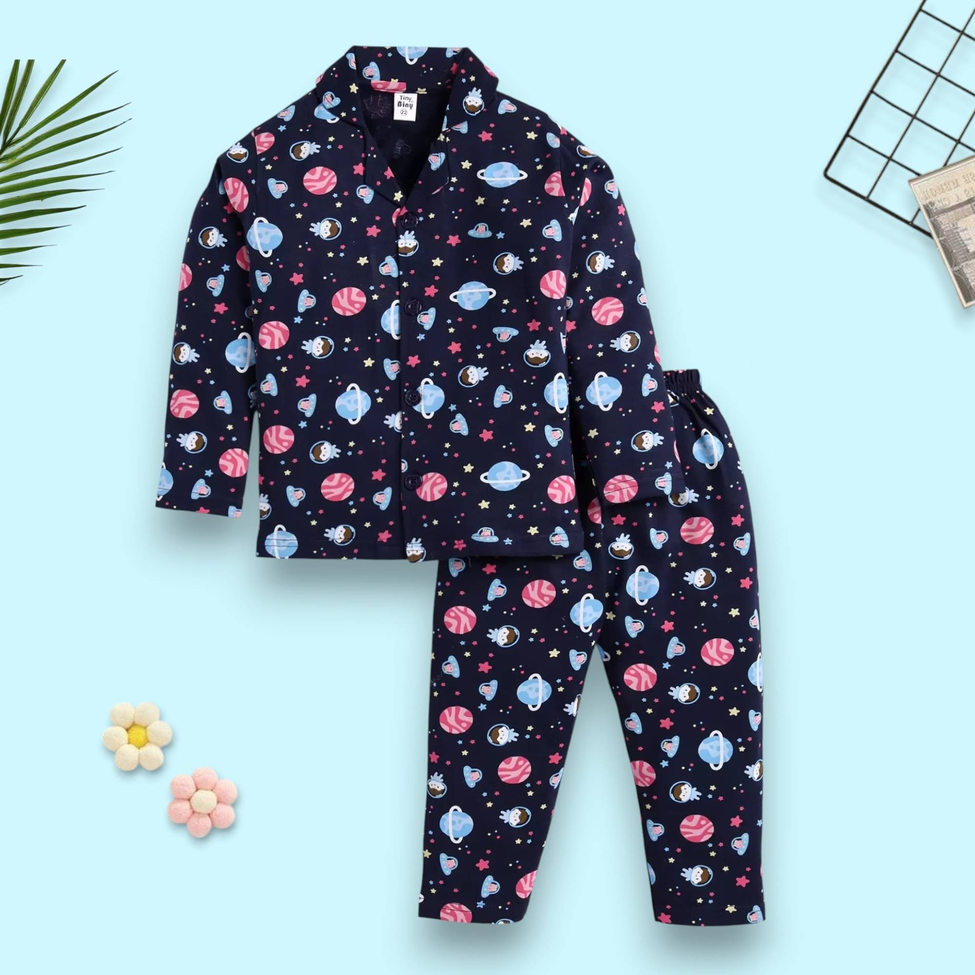     			Woxaa Pack of 1 Girls Cotton Nightsuit Set ( Multicolor 1 )