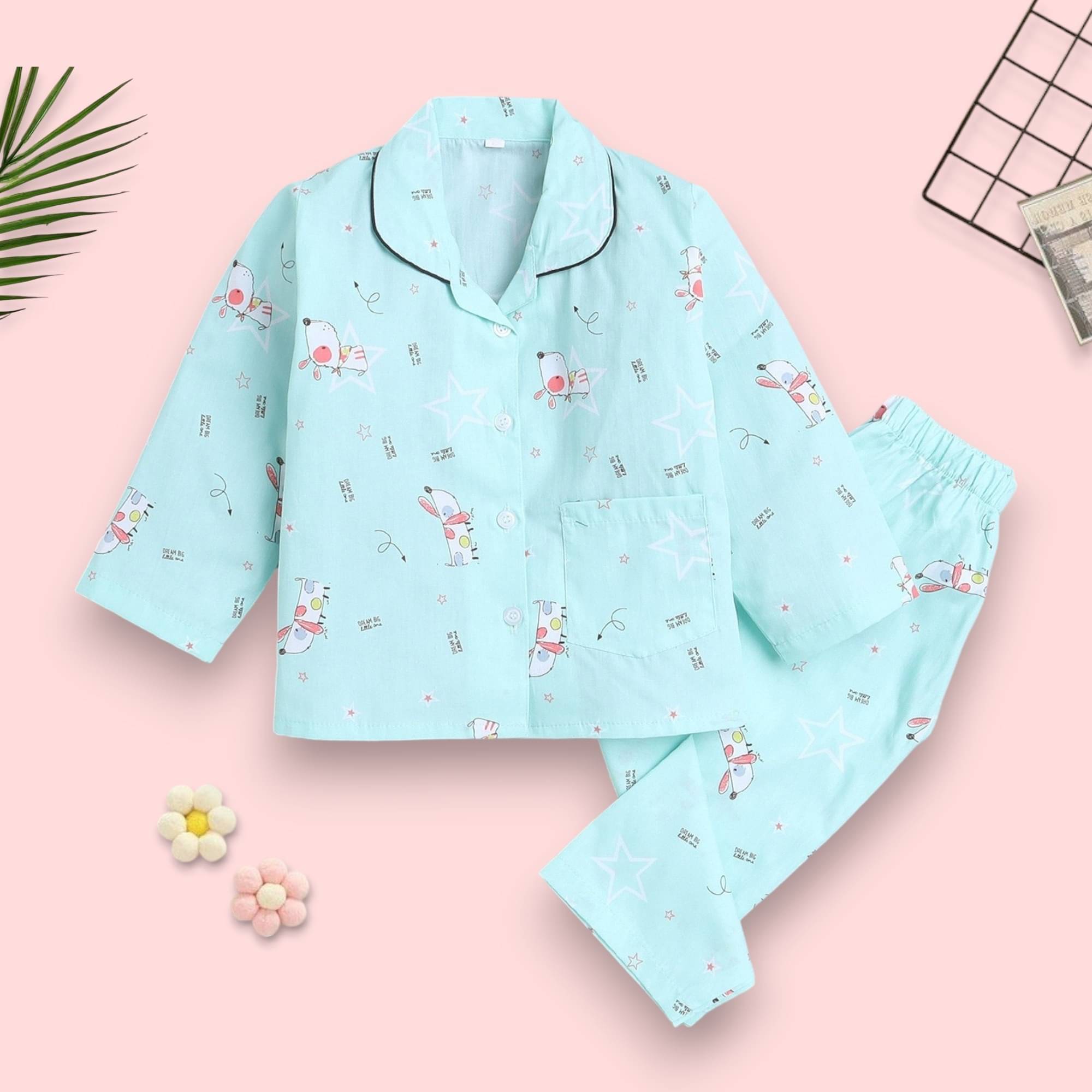     			Woxaa Pack of 1 Girls Cotton Nightsuit Set ( Multicolor 1 )