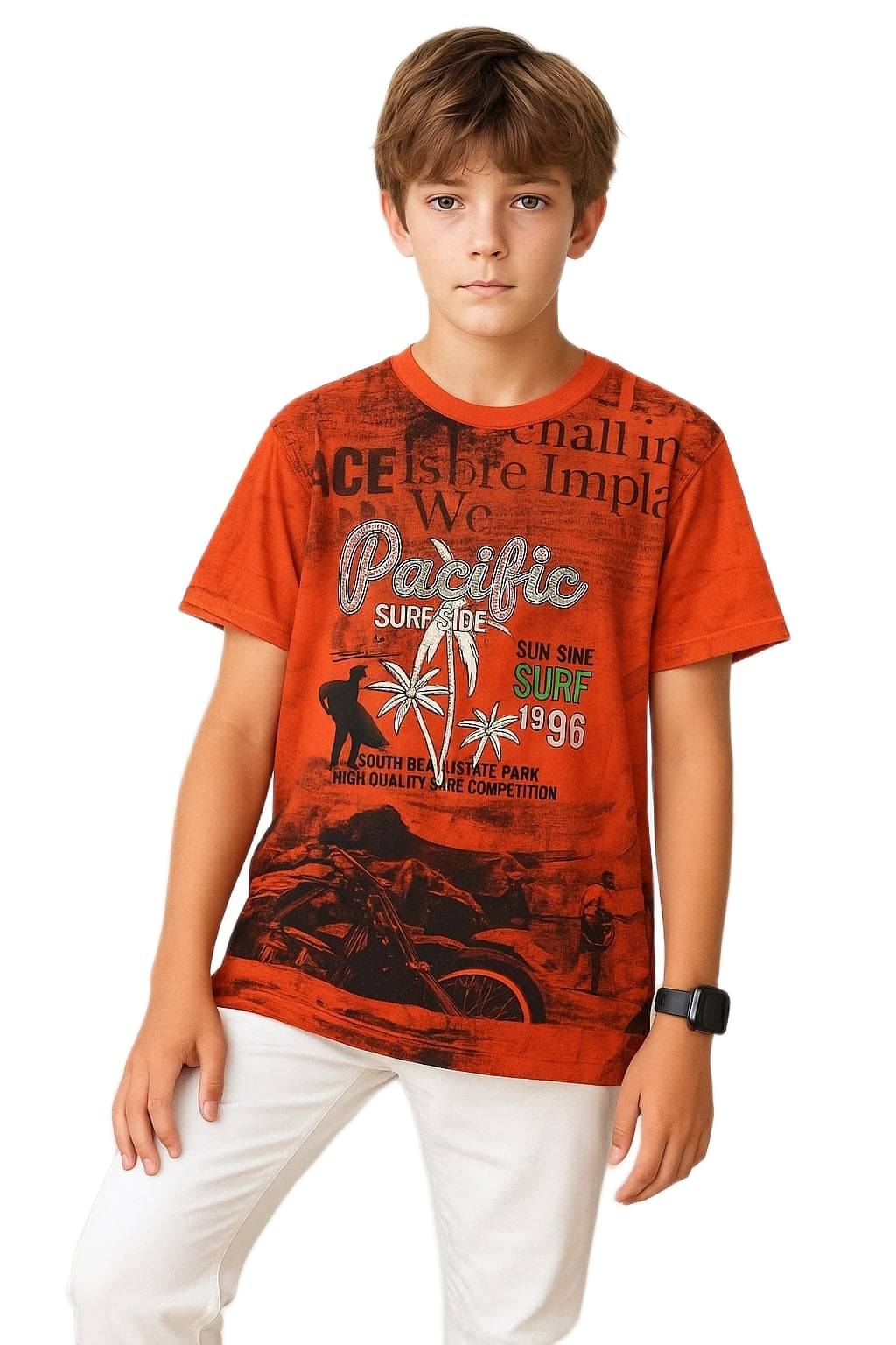     			greatman Pack of 1 Boys Cotton T-Shirt ( Orange )