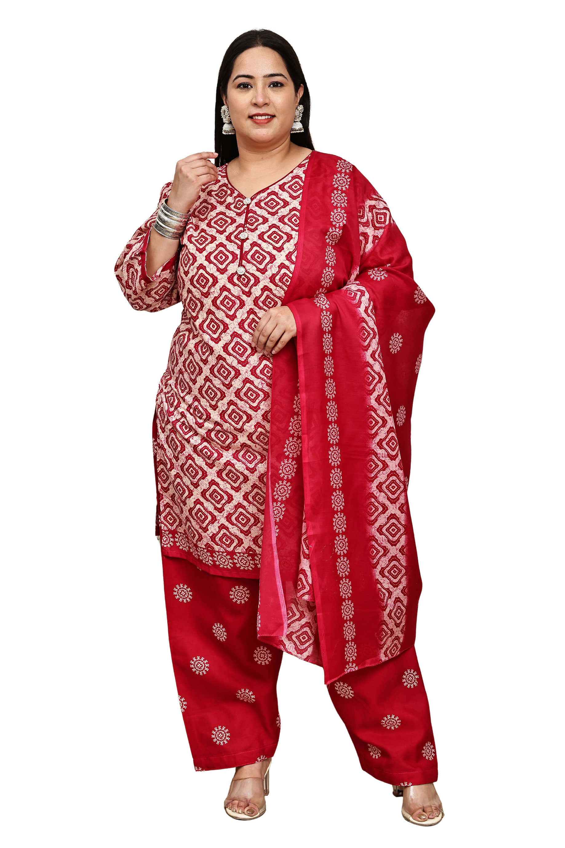wonder weave Women Cotton Blend Printed Straight Kurti With Patiala Salwar ( Multicolor )