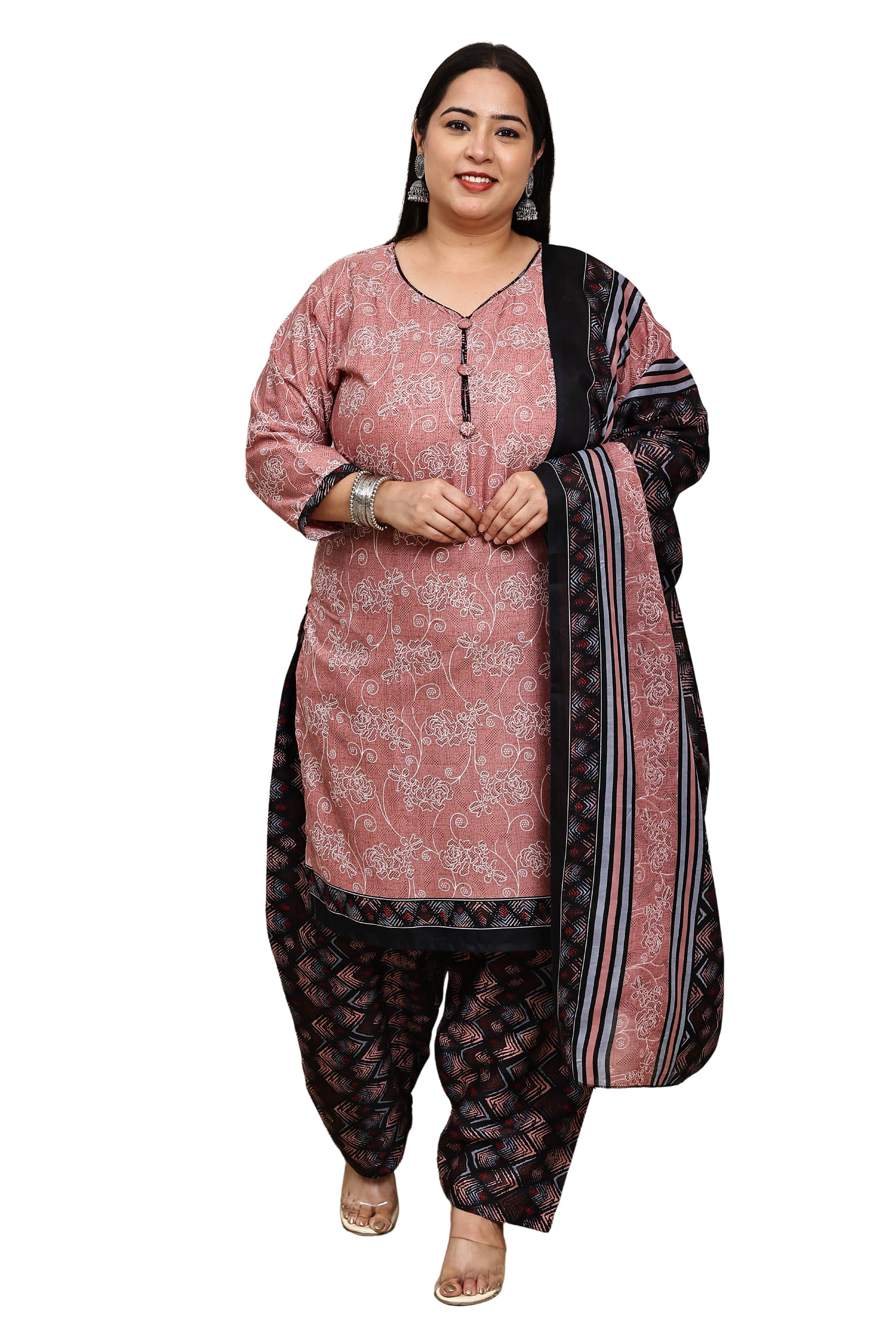 wonder weave Women Cotton Blend Printed Straight Kurti With Patiala Salwar ( Mauve )