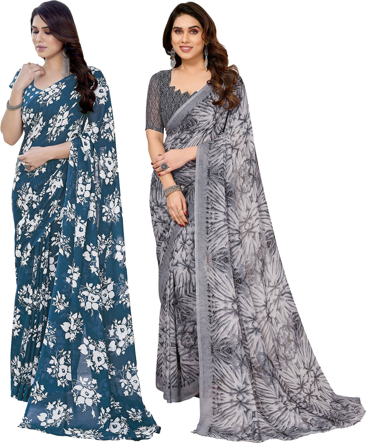     			ANAND SAREES Georgette Printed Saree With Unstitched Blouse Piece ( Multicolor )
