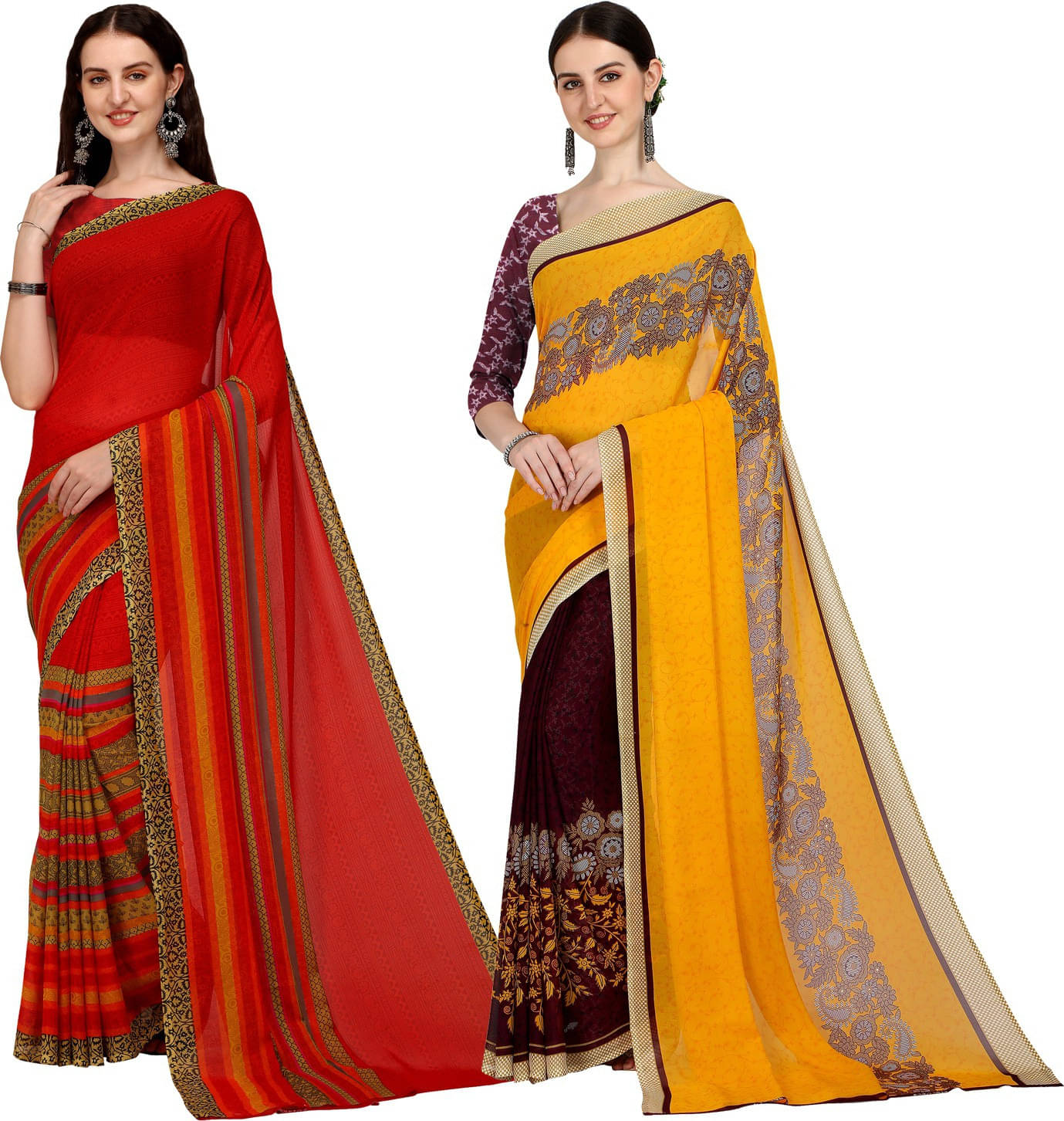     			ANAND SAREES Georgette Printed Saree With Unstitched Blouse Piece ( Multicolor )