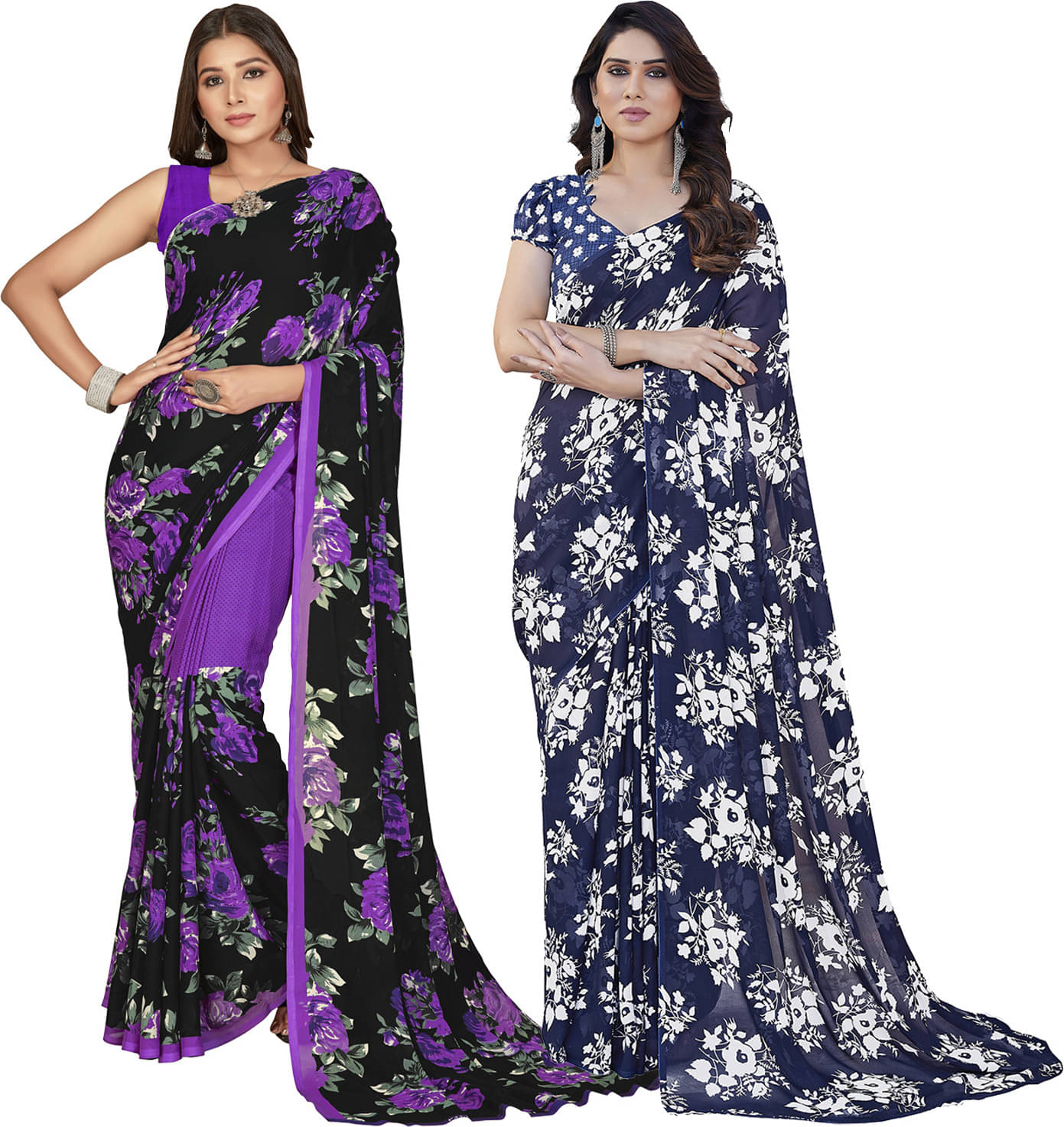     			ANAND SAREES Georgette Striped Saree With Unstitched Blouse Piece ( Multicolor )