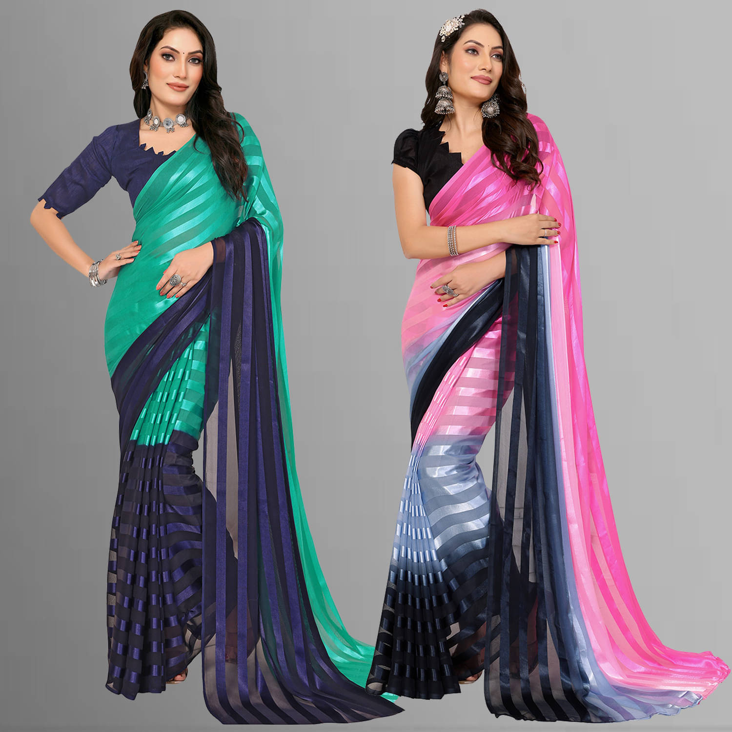 ANAND SAREES Satin Printed Saree With Unstitched Blouse Piece ( Multicolor ) ANAND SAREES Satin Printed Saree With Unstitched Blouse Piece ( Multicolor )
