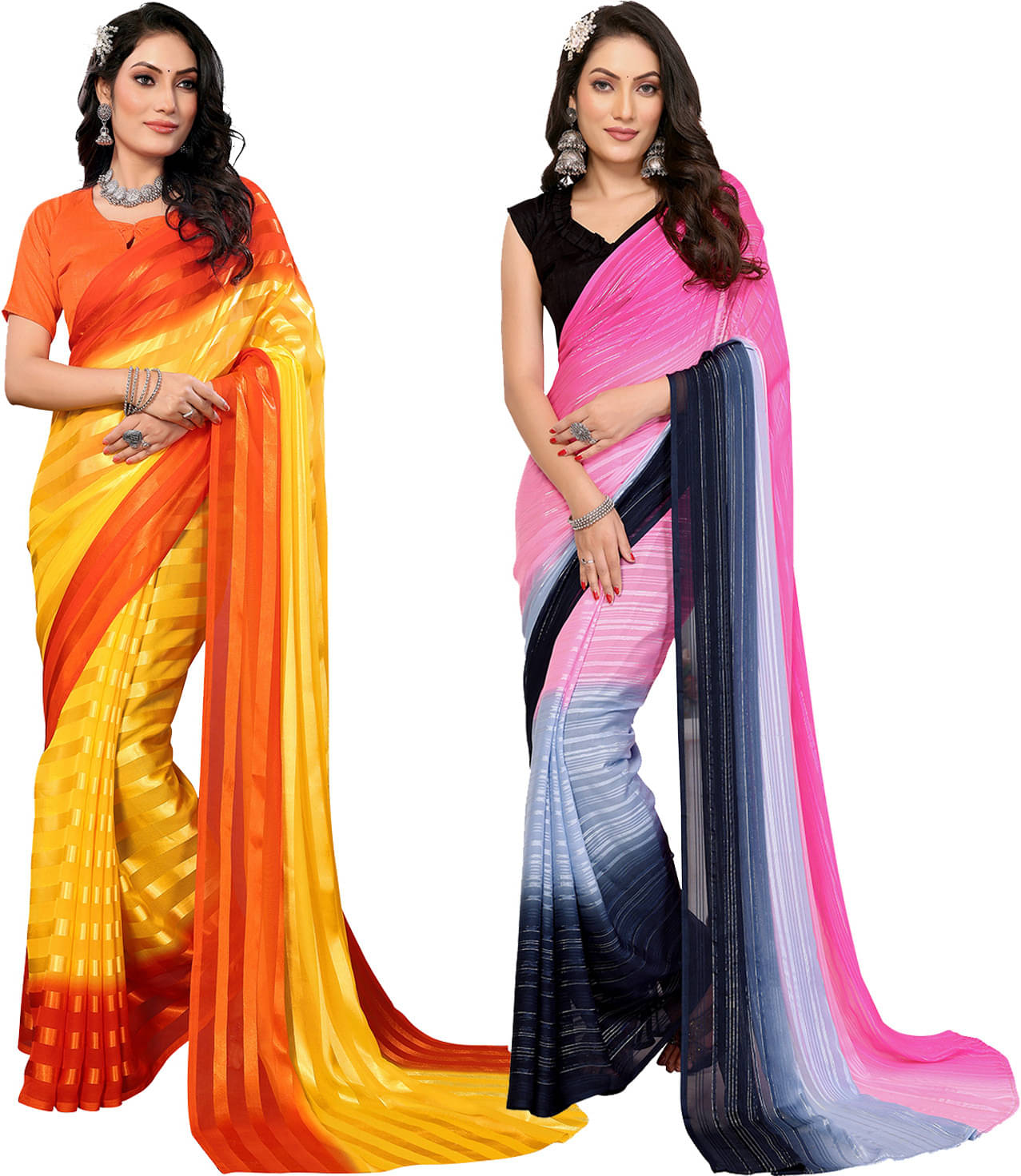 ANAND SAREES Satin Printed Saree With Unstitched Blouse Piece ( Multicolor ) ANAND SAREES Satin Printed Saree With Unstitched Blouse Piece ( Multicolor )