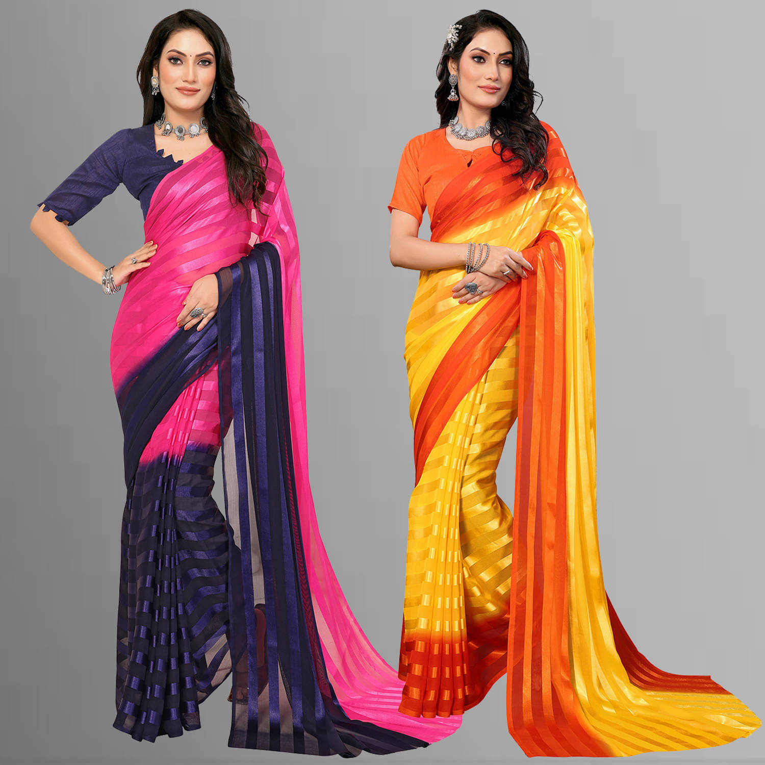 ANAND SAREES Satin Printed Saree With Unstitched Blouse Piece ( Multicolor ) ANAND SAREES Satin Printed Saree With Unstitched Blouse Piece ( Multicolor )