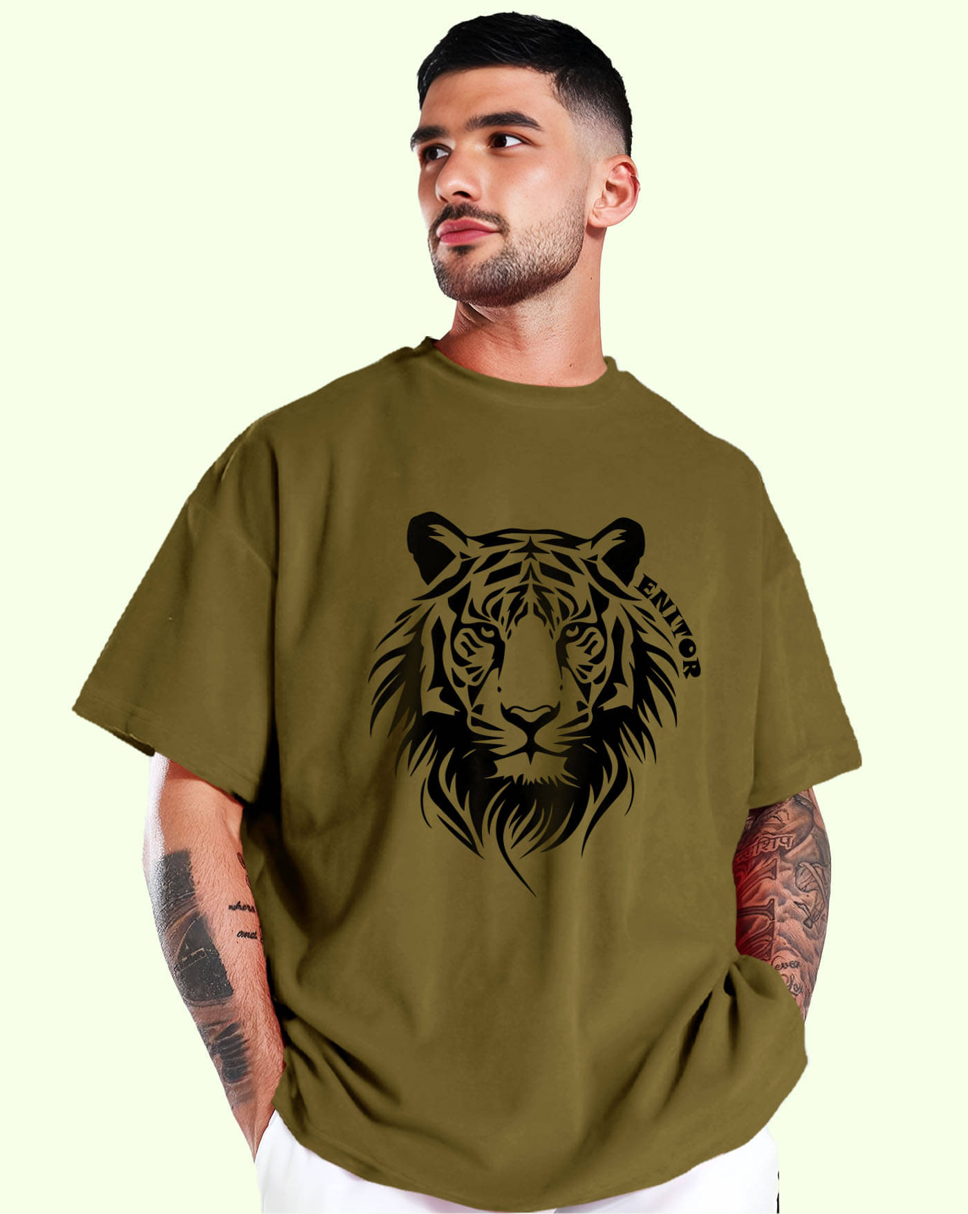 AOOSH Men Cotton Blend Oversized Fit Printed T-Shirt ( Green ) AOOSH Men Cotton Blend Oversized Fit Printed T-Shirt ( Green )