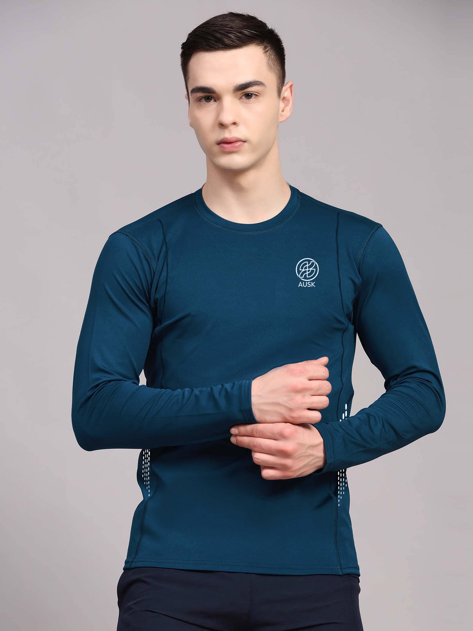 AOOSH Men Polyester Regular Fit Printed T-Shirt ( Teal Blue )     			AOOSH Men Polyester Regular Fit Printed T-Shirt ( Teal Blue )