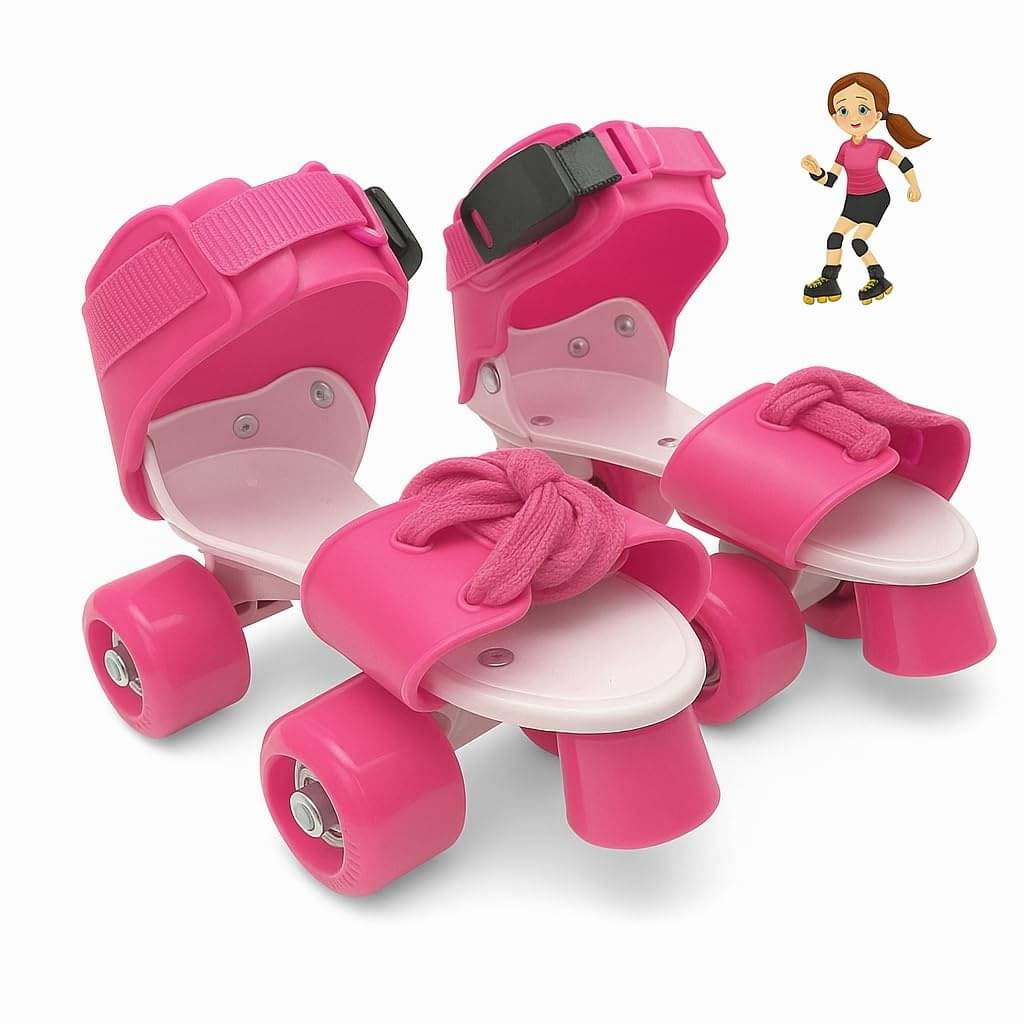     			Adjustable Inline Roller Skates for Kids Girls Age 4–12 | Beginner-Friendly Skating Shoes with Front Brake & Polyurethane Wheels | Skates for Boys & Girls 4+ Years (Pink, Size 5–12 UK)