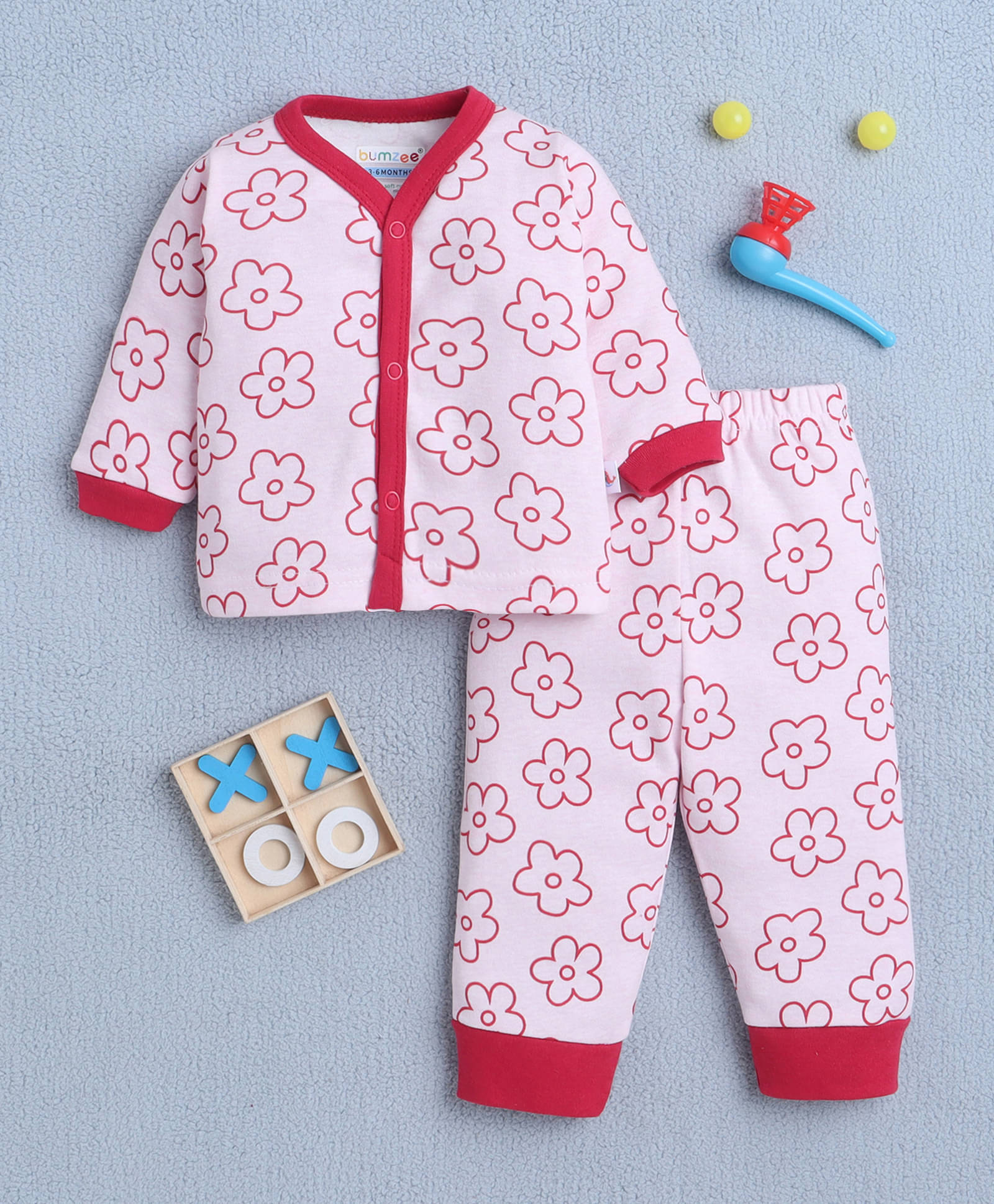 BUMZEE Pack of 1 Baby Girls 100% Cotton T-shirt & Pants ( Baby Pink )     			BUMZEE Pack of 1 Baby Girls 100% Cotton T-shirt & Pants ( Baby Pink )