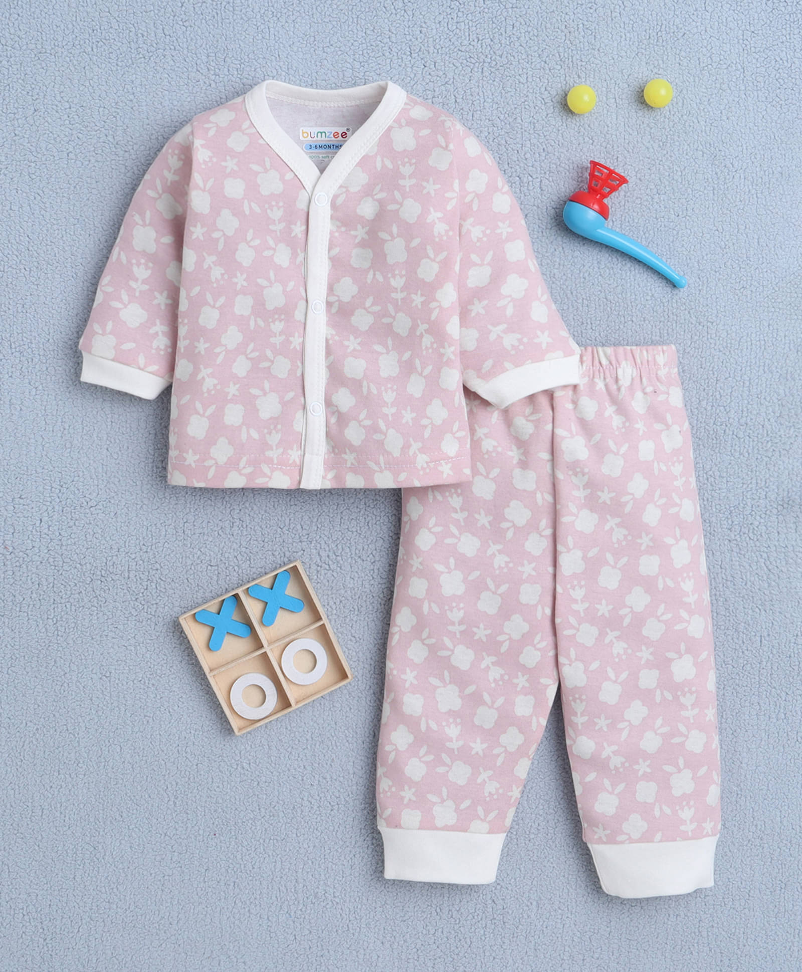     			BUMZEE Pack of 1 Baby Girls 100% Cotton T-shirt & Pants ( Pink )