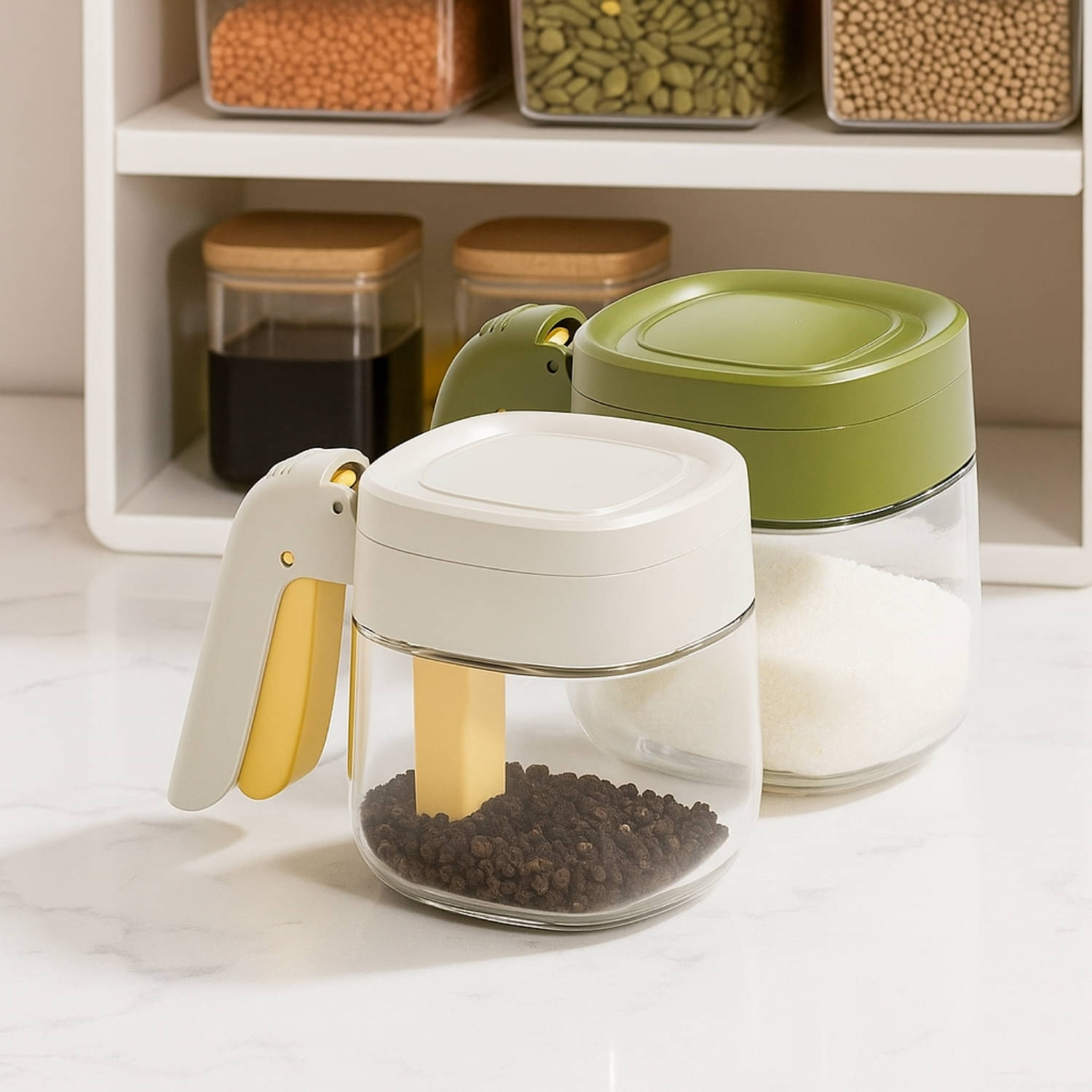     			Baskety Spice Jar Glass Multicolor Spice Container ( Set of 2 )