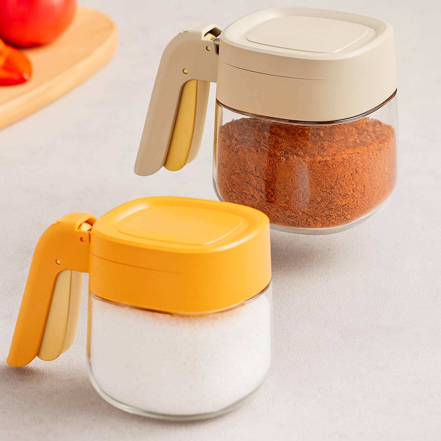     			Baskety Spice Jar Glass Multicolor Spice Container ( Set of 2 )