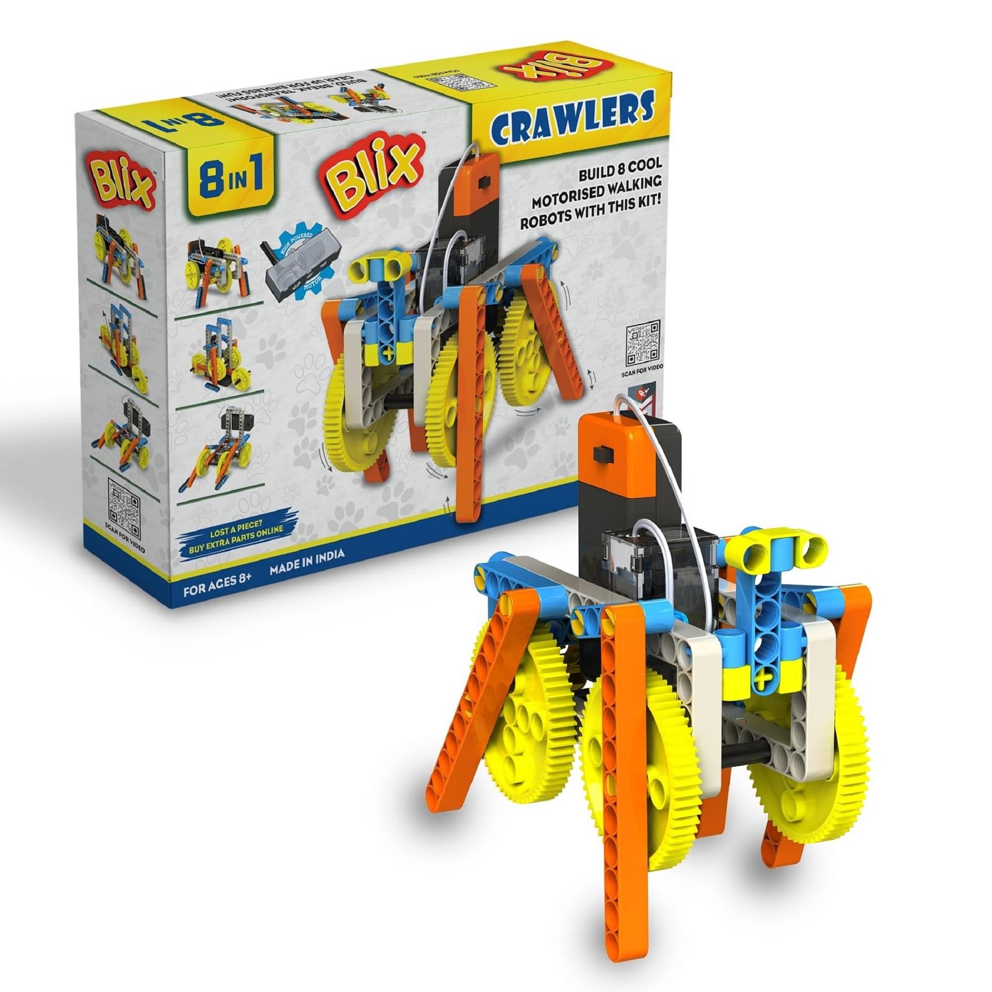     			YUIOP - Crawlers - Build Motorized Walking Robots - Plastic Building Set For Kids - 8 Models - 70+ Pieces