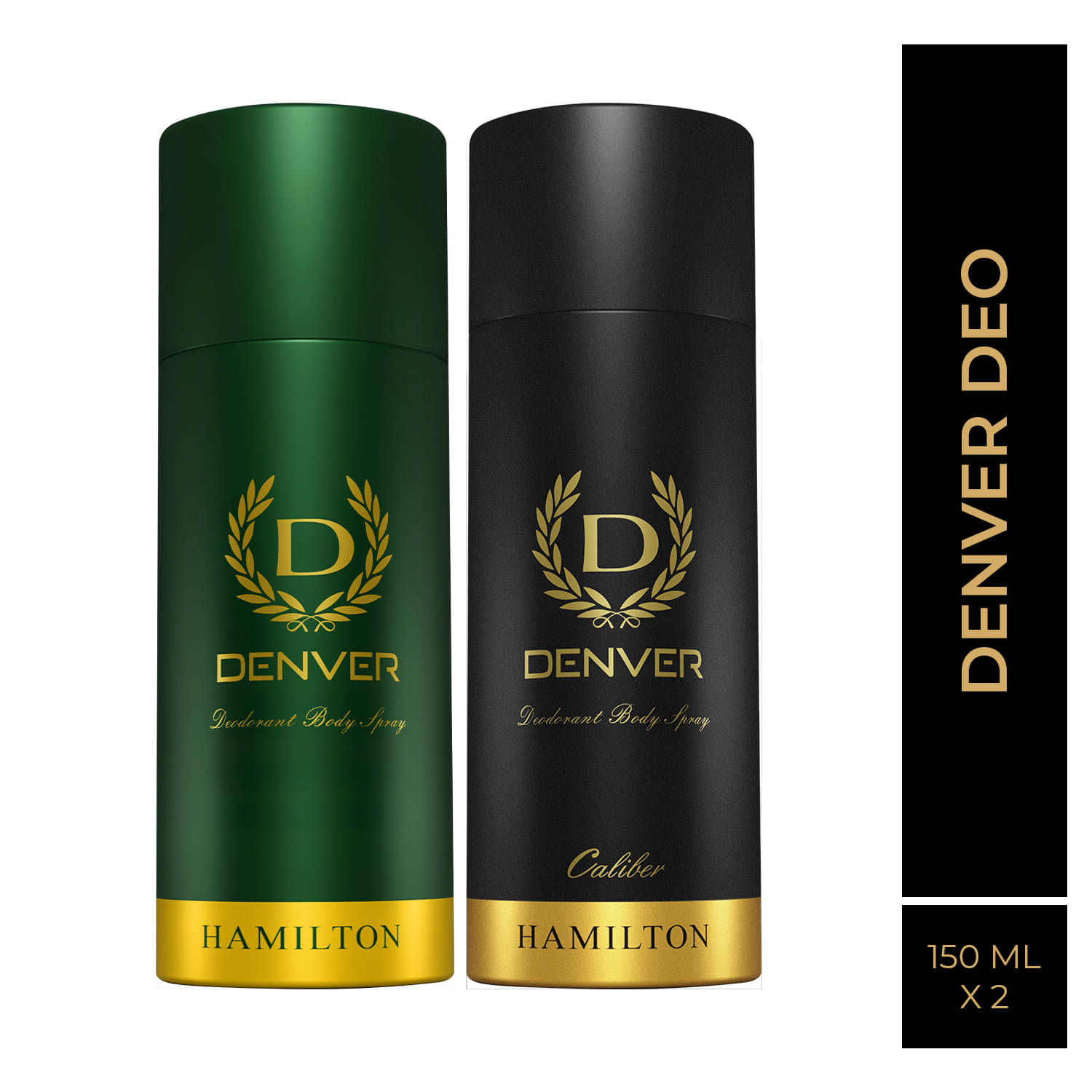     			Denver Hamilton & Caliber Long Lasting Deodorant Spray For Men 150 ml Each (Pack of 2)