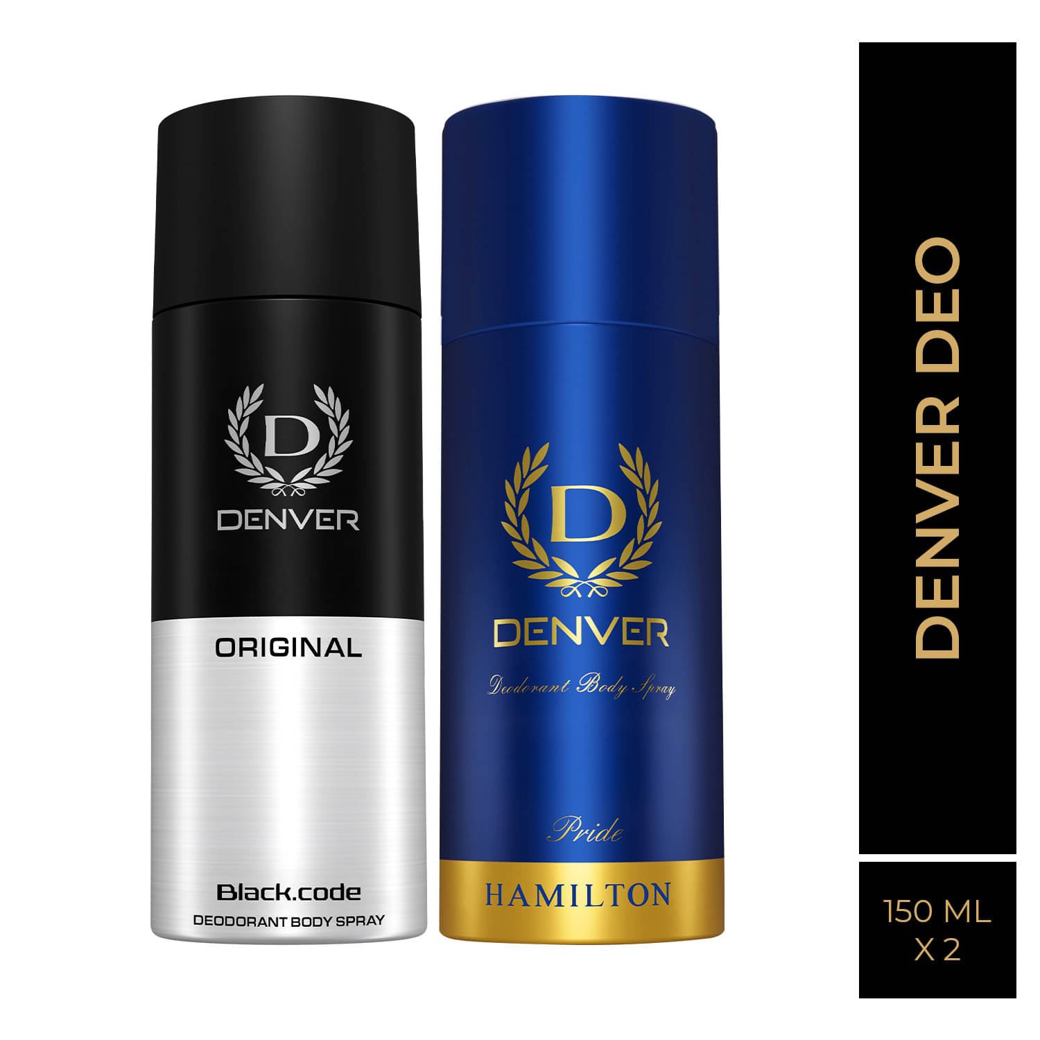    			Denver Pride & Black Code Original Long Lasting Deodorant Spray For Men 150 ml Each (Pack of 2)