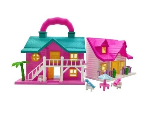     			Dollhouse for Girls 2 Room Set Funny Doll House Play Set for Girls and Kids with Openable Door with Furniture Dollhouse