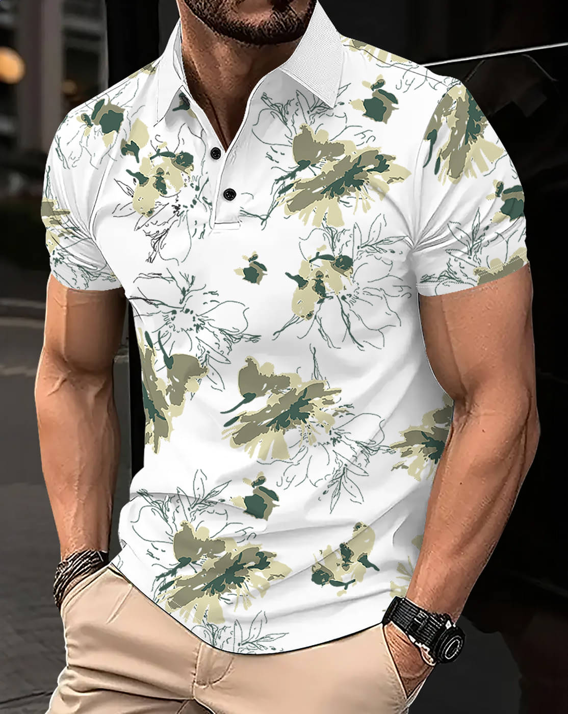 Eyebogler Men Cotton Blend Regular Fit Printed Polo T Shirt ( Olive ) Eyebogler Men Cotton Blend Regular Fit Printed Polo T Shirt ( Olive )