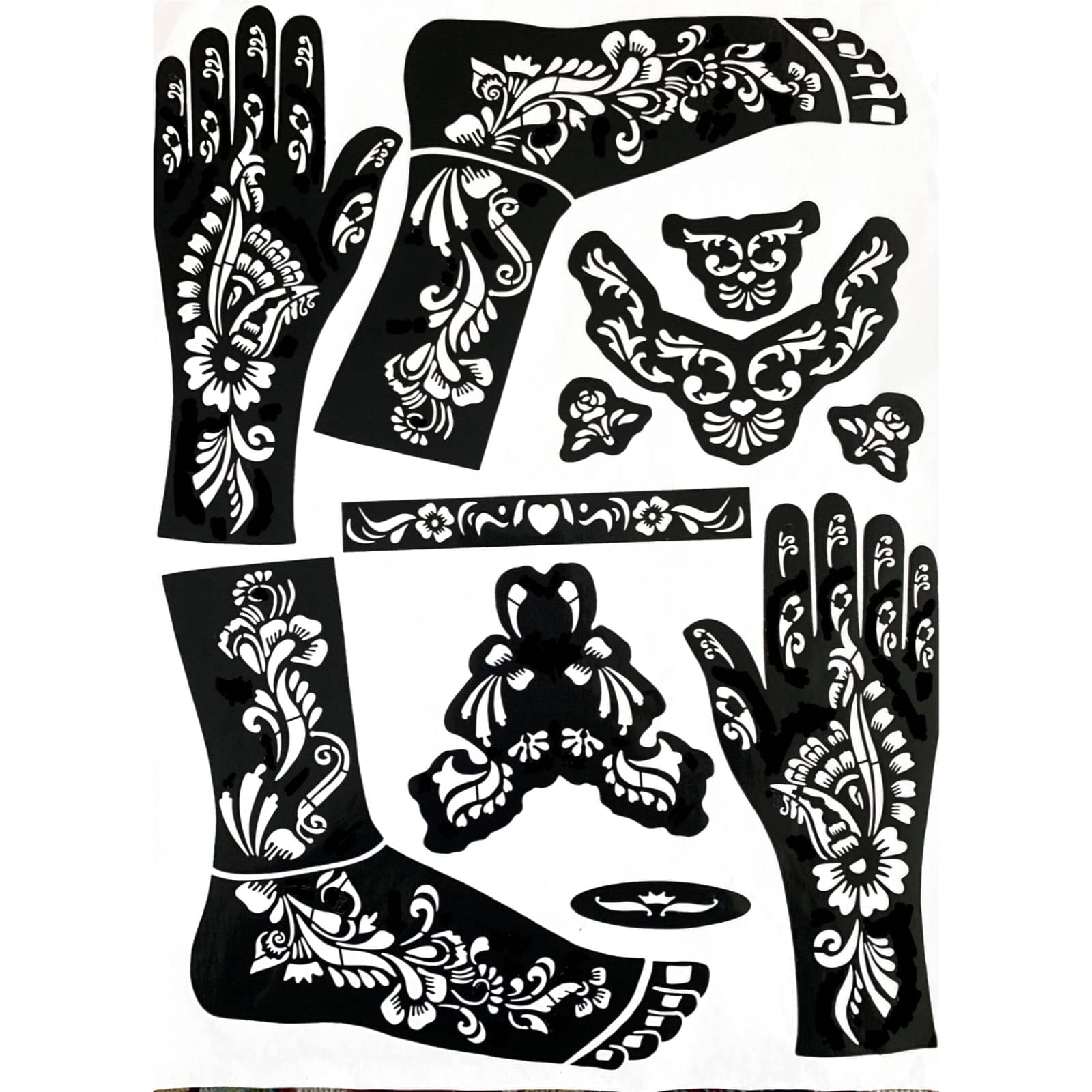 JMC Mehndi Stencil Set for Hands, Feet & Arms Body Tattoo JMC Mehndi Stencil Set for Hands, Feet & Arms Body Tattoo