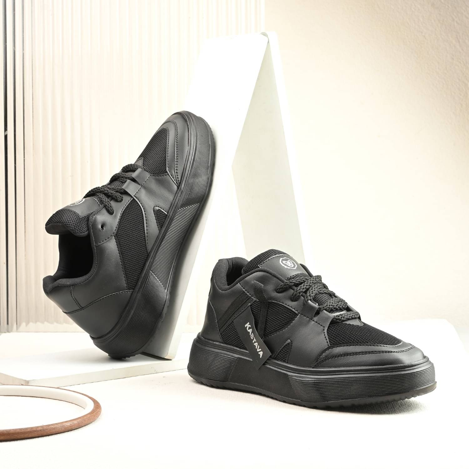     			Kastava Men's Sport Shoes Black Men's Slip-on Shoes