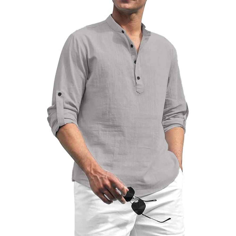     			Navkanj Grey Cotton Men's Shirt Style Kurta ( Pack of 1 )