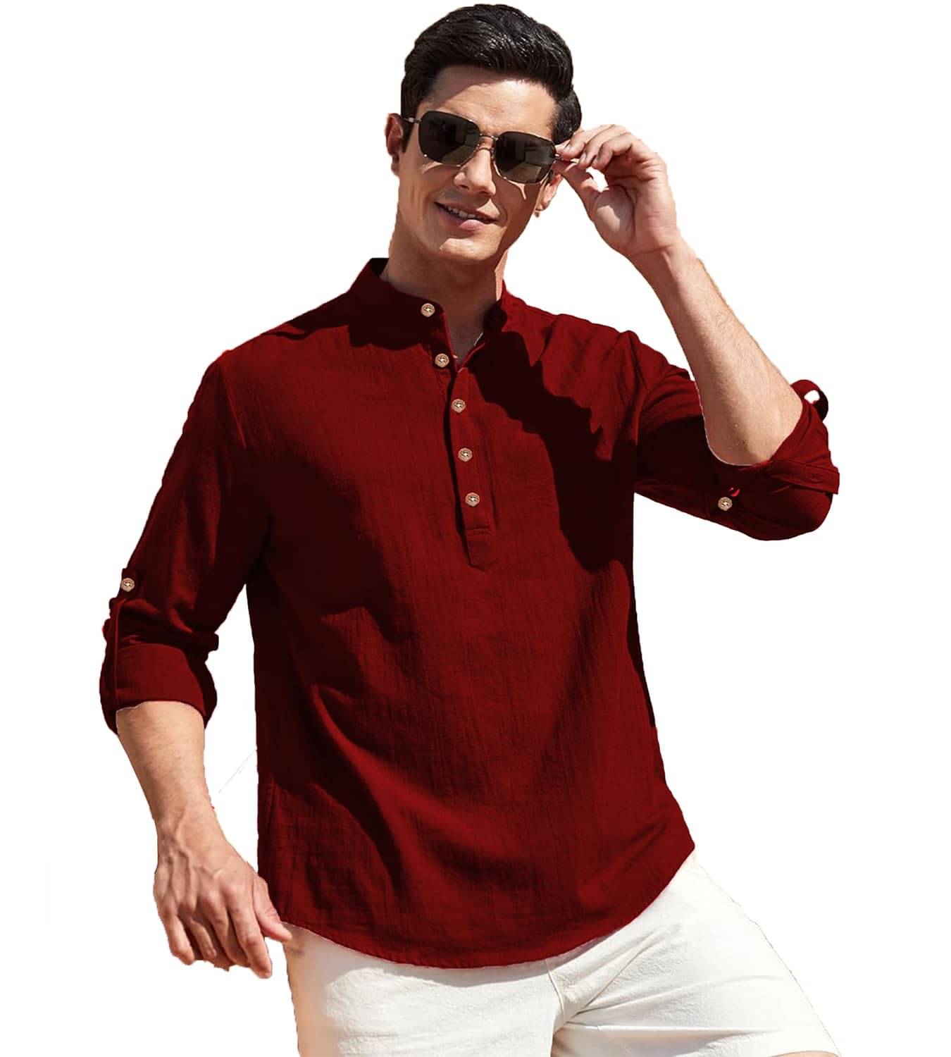 Navkanj Maroon Cotton Men's Shirt Style Kurta ( Pack of 1 ) Navkanj Maroon Cotton Men's Shirt Style Kurta ( Pack of 1 )