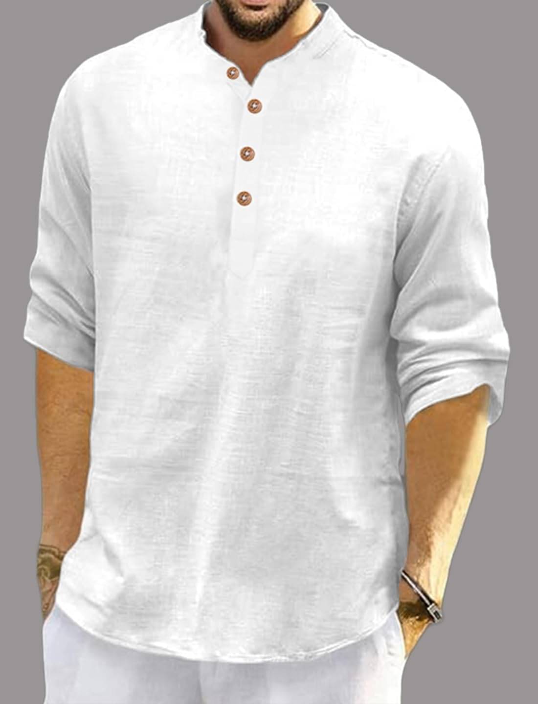     			Navkanj White Cotton Blend Men's Shirt Style Kurta ( Pack of 1 )
