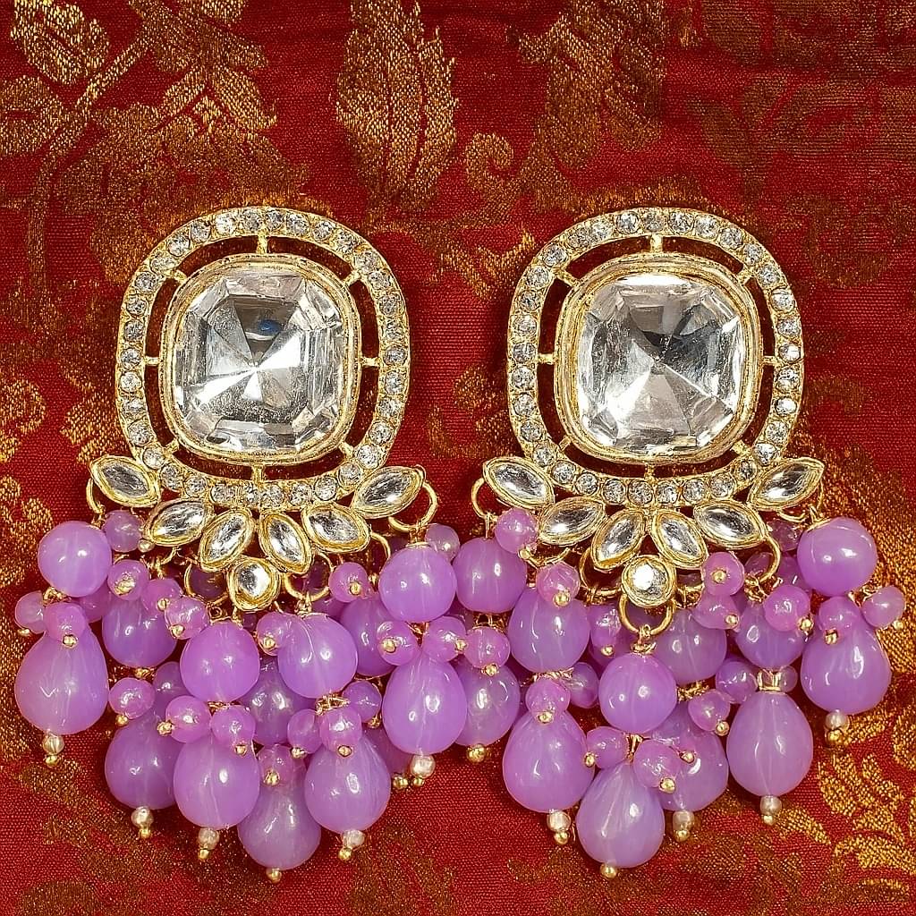     			Padmavati Bangles Purple Chandelier Earrings ( Pack of 1 )