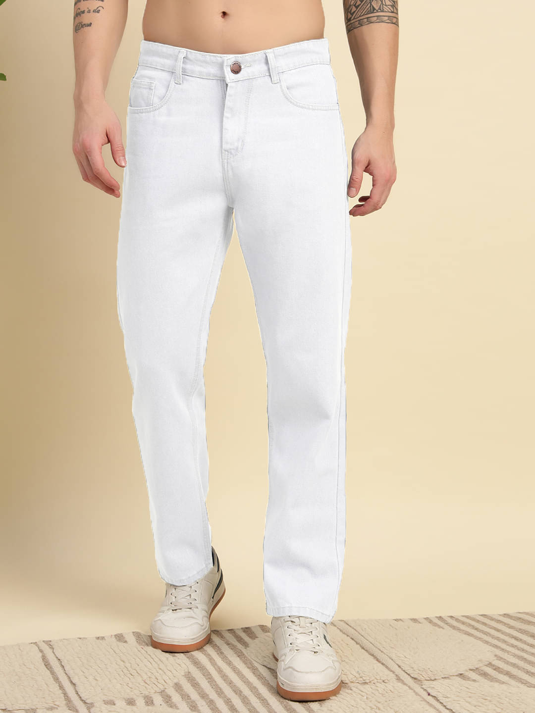    			RAGZO Relaxed Basic Men's Jeans - White ( Pack of 1 )