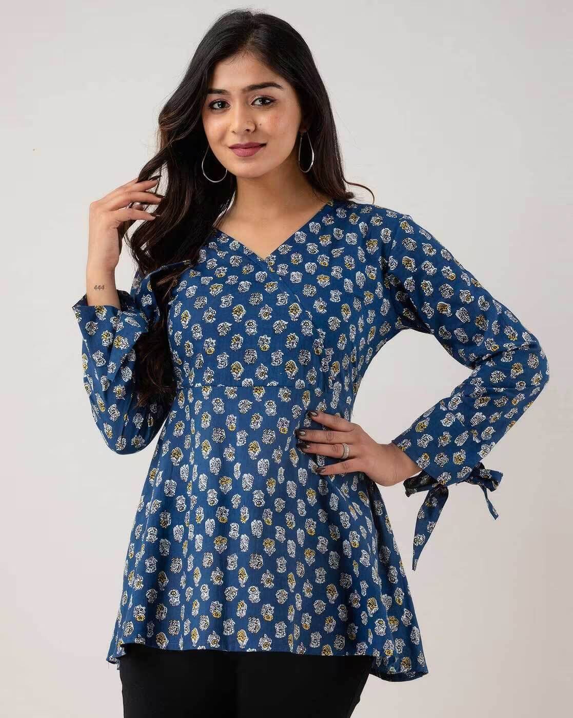 Rangun Women Rayon Printed Flared Kurti ( Blue )     			Rangun Women Rayon Printed Flared Kurti ( Blue )