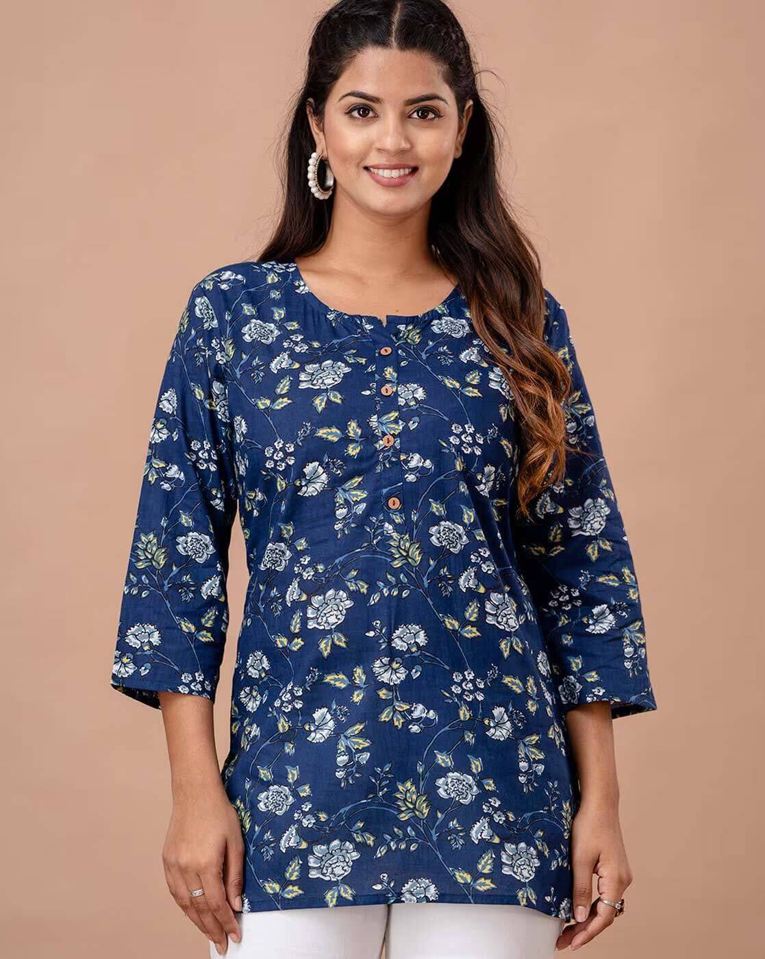 Rangun Women Rayon Printed Flared Kurti ( Blue )     			Rangun Women Rayon Printed Flared Kurti ( Blue )