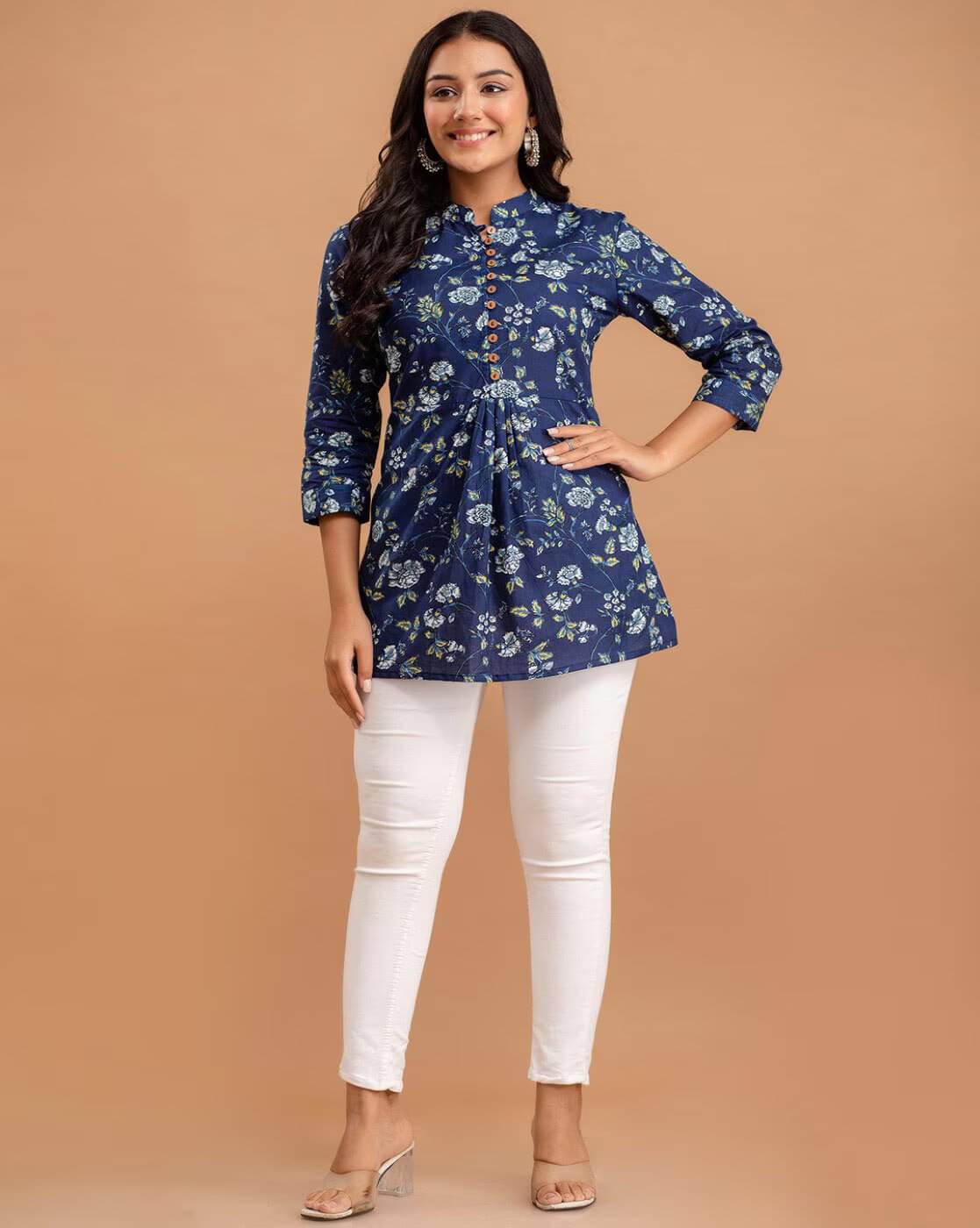     			Rangun Women Rayon Printed Flared Kurti ( Blue )