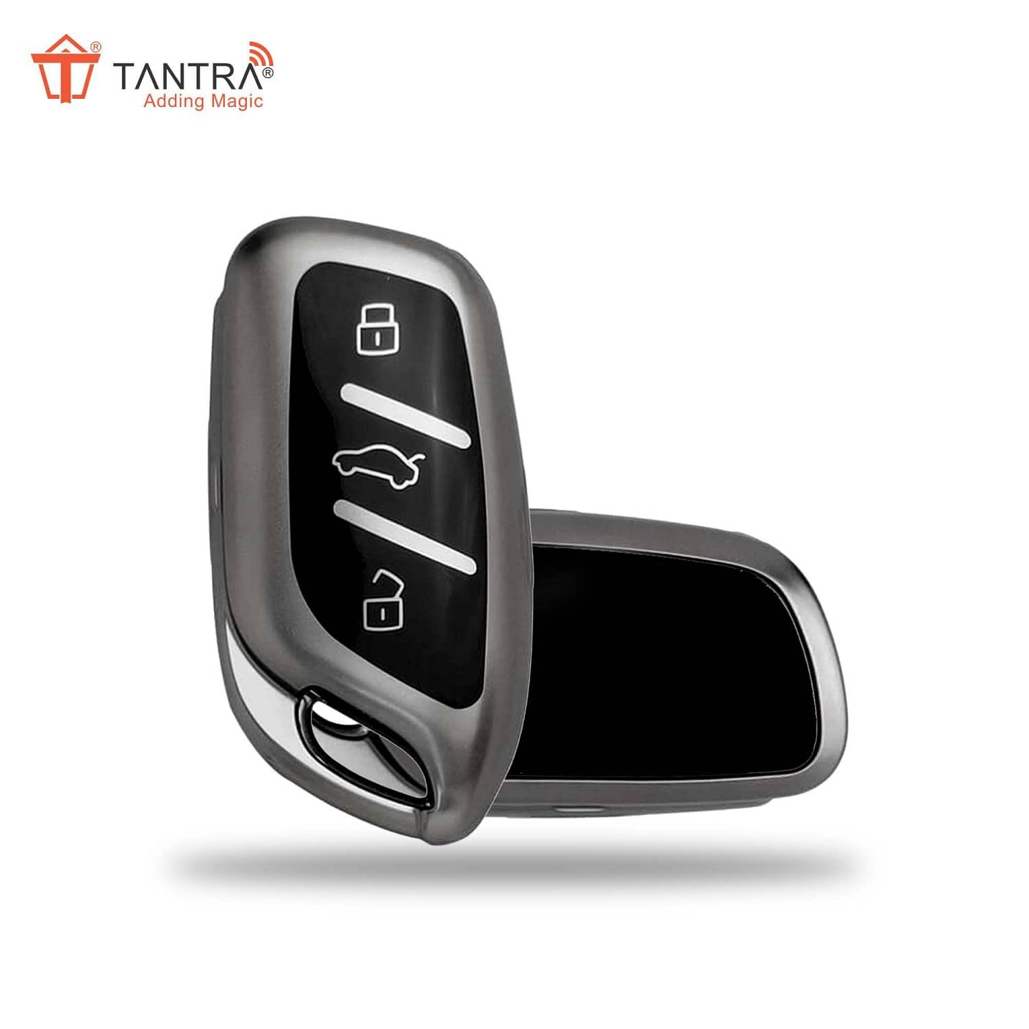 TANTRA TPU Key Cover Compatible with MG ZS EV Electric | Astor 3 Button Flip Key (Grey) TANTRA TPU Key Cover Compatible with MG ZS EV Electric | Astor 3 Button Flip Key (Grey)