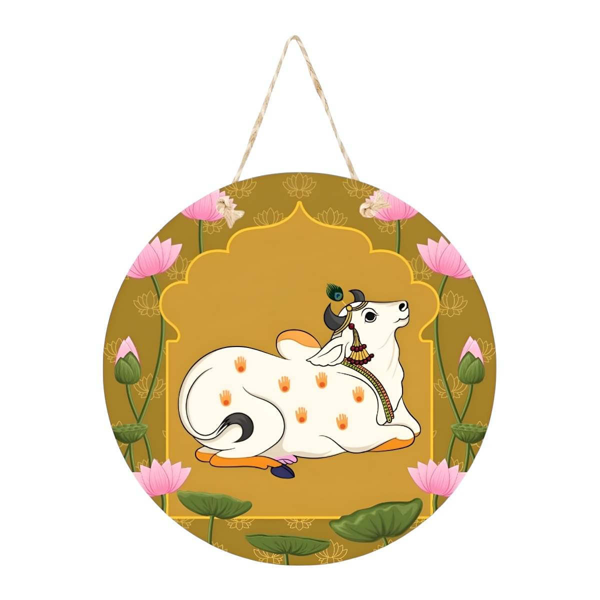 Tiny Shiny Pichwai Cow Art Decorative Wall Art Mdf Wooden Hanger For Living Room Bedroom | Artworks Decor | Office | Gift | Quotes Items | Wall Hanging For Home Decoration Tiny Shiny Pichwai Cow Art Decorative Wall Art Mdf Wooden Hanger For Living Room Bedroom | Artworks Decor | Office | Gift | Quotes Items | Wall Hanging For Home Decoration
