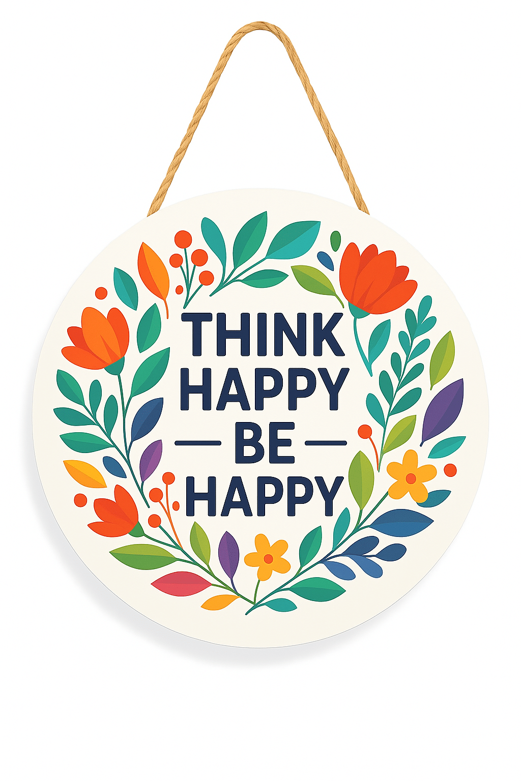     			Tiny Shiny Think Happy Be Happy Decorative Wall Art Mdf Wooden Hanger For Living Room Bedroom | Artworks Decor | Office | Gift | Quotes Items | Wall Hanging For Home Decoration