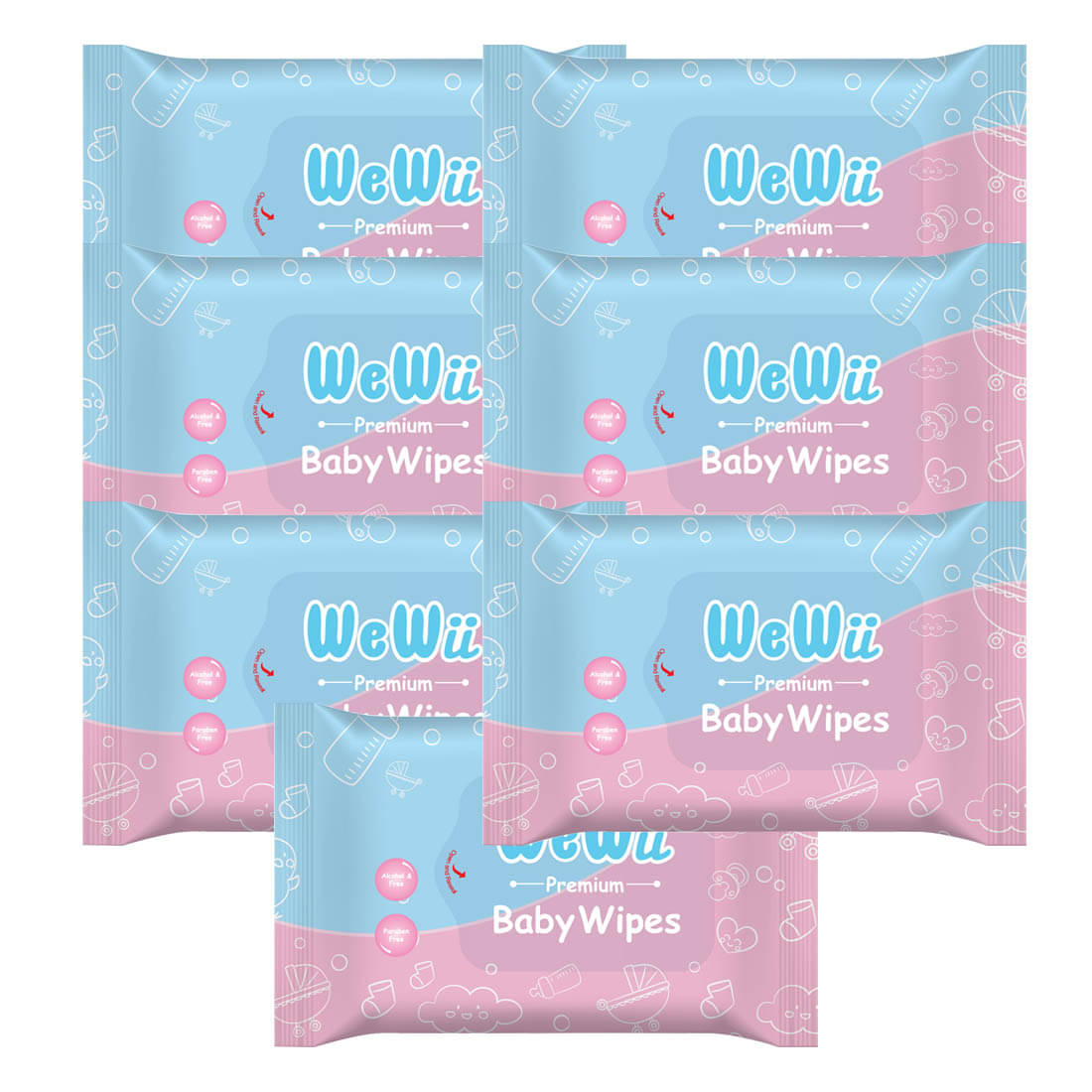 WeWii Non Scented Wet wipes For Babies ( Pack of 7 ) WeWii Non Scented Wet wipes For Babies ( Pack of 7 )