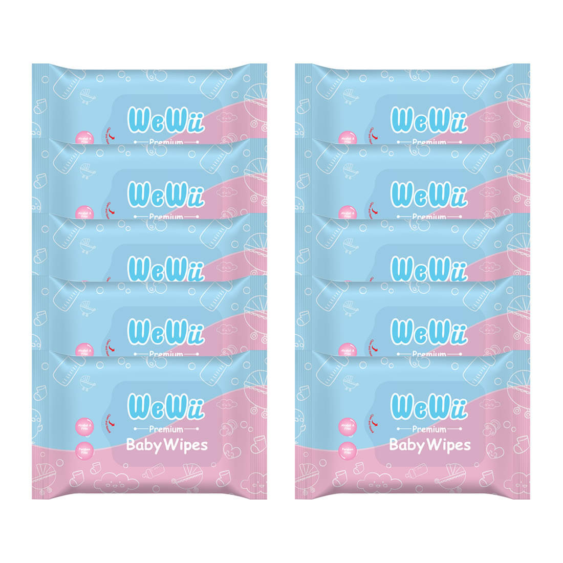     			WeWii Non Scented Wet wipes For Babies ( Pack of 10 )
