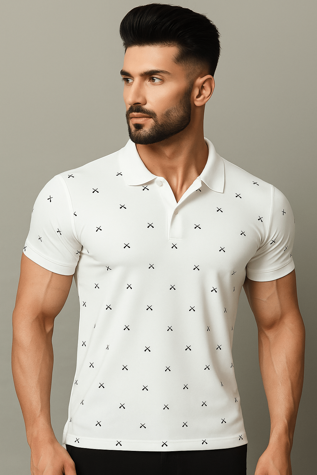     			ZEBULUN Men Cotton Blend Regular Fit Printed Polo T Shirt ( White )