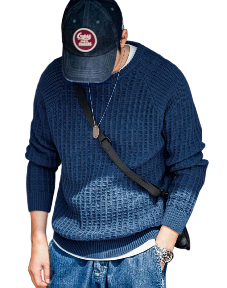     			fashlook Woollen Round Neck Men's Full Sleeves Pullover Sweater - Blue ( Pack of 1 )