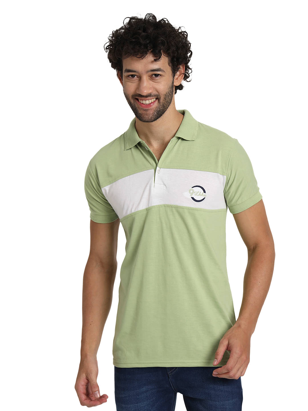 9lkha Men Cotton Blend Regular Fit Printed Polo T Shirt ( Green )     			9lkha Men Cotton Blend Regular Fit Printed Polo T Shirt ( Green )