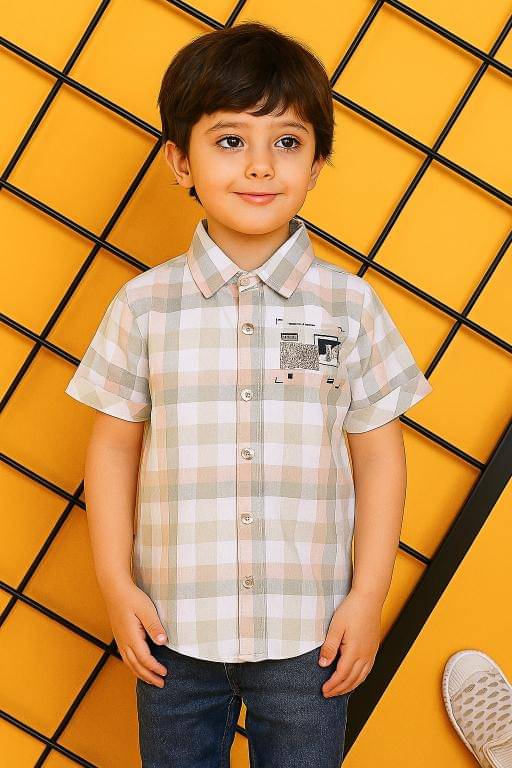     			ALY JH0N Pack of 1 Boys 100% Cotton Half Sleeves Shirt ( Multicolor 11 )