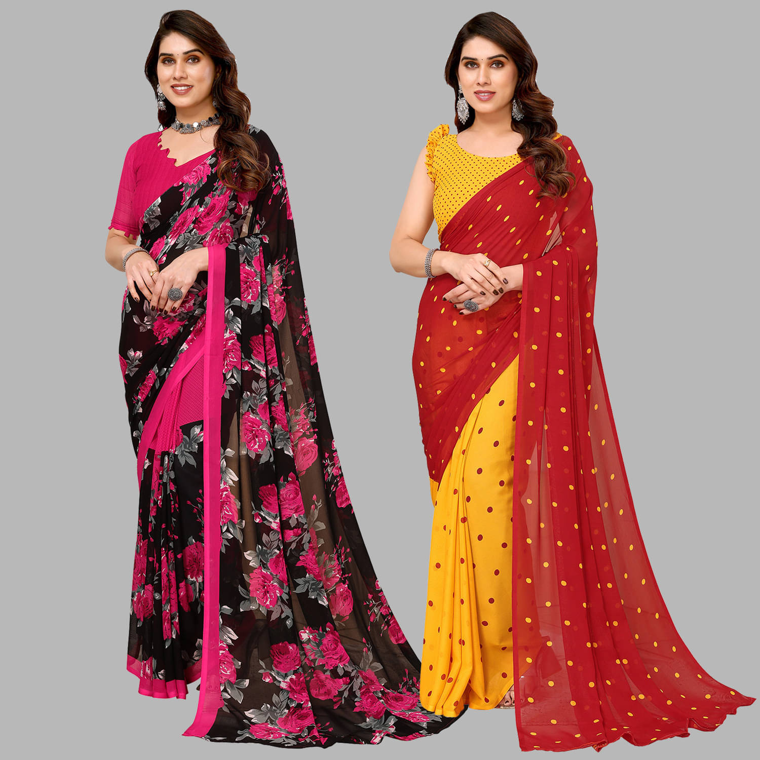     			ANAND SAREES Georgette Embellished Saree With Unstitched Blouse Piece ( Multicolor )